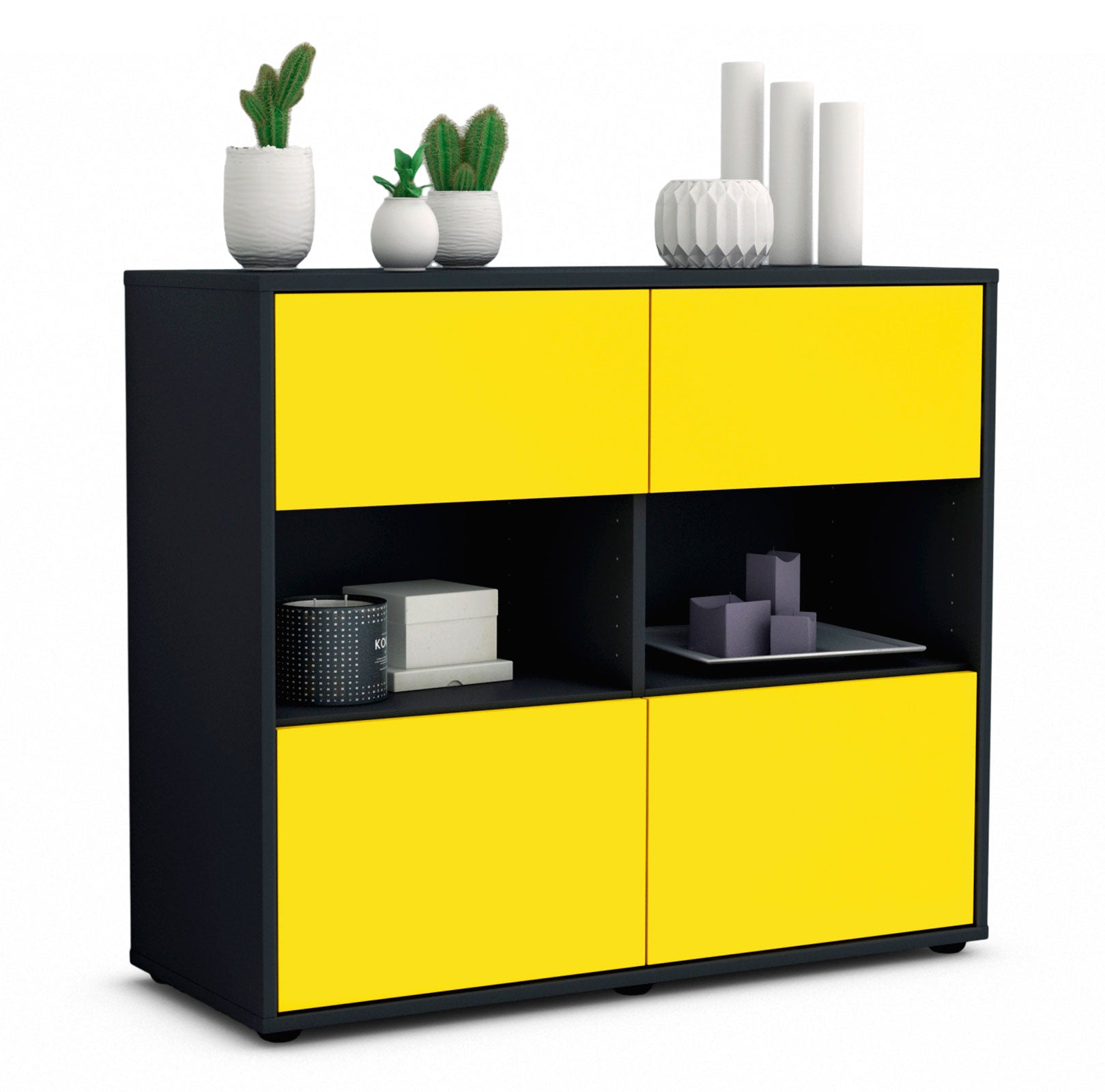 Sideboard - Carmen - Design Farbakzent - Freistehend mit Push to open  92 cm Anthrazit