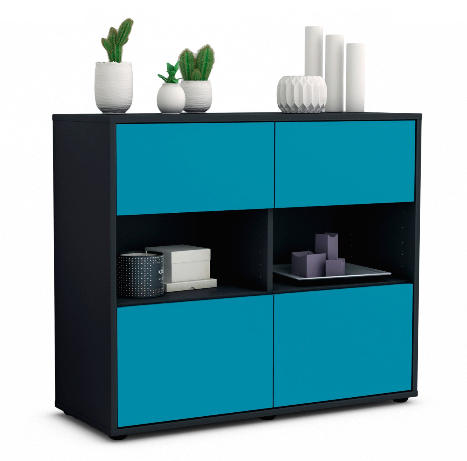 Sideboard - Carmen - Design Farbakzent - Freistehend mit Push to open  92 cm Anthrazit