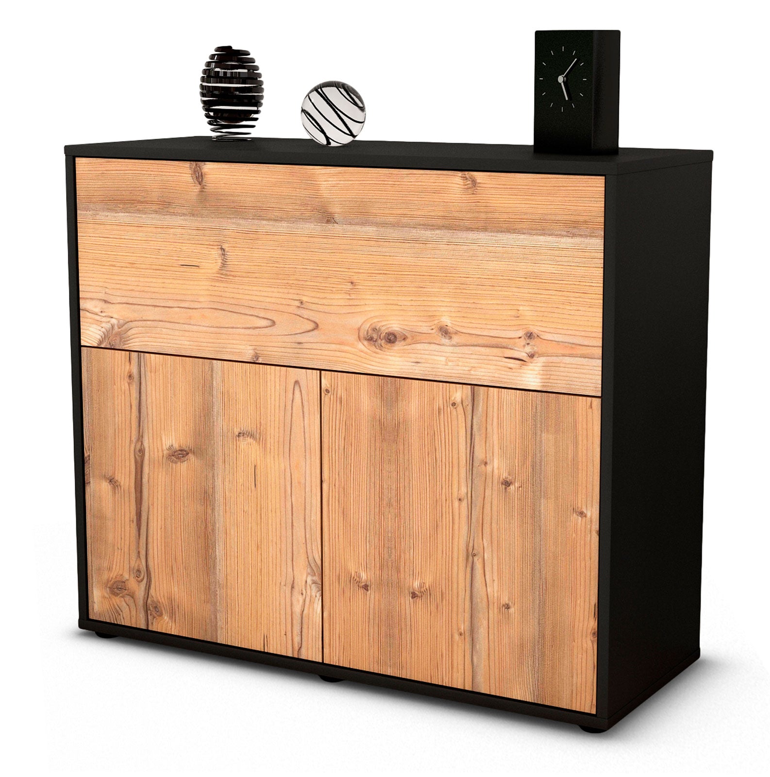 Sideboard - Carolin - Design Holzdekor - Freistehend mit Push to open  92 cm Anthrazit