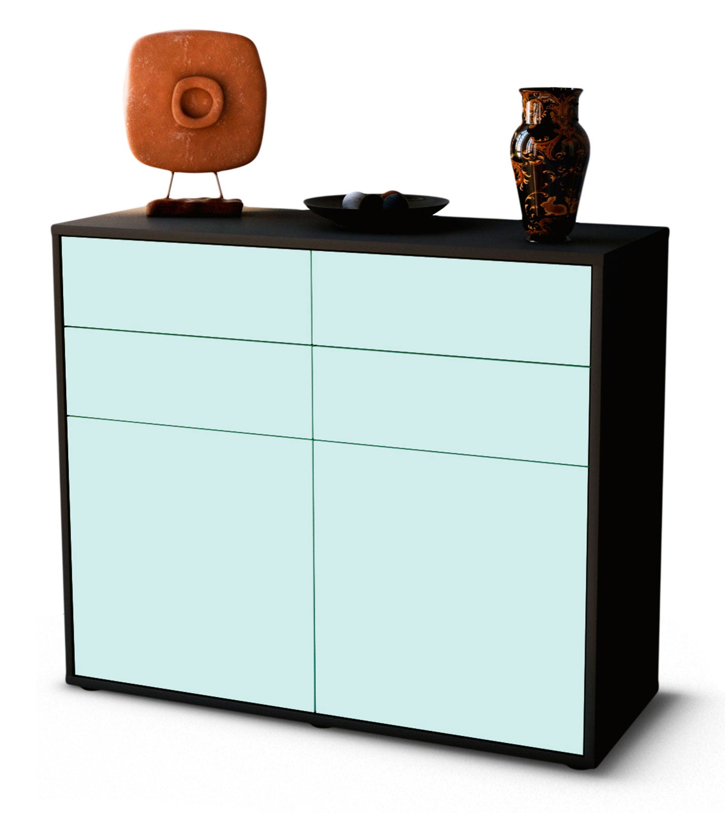 Sideboard - Celia - Design Farbakzent - Freistehend mit Push to open  92 cm Anthrazit