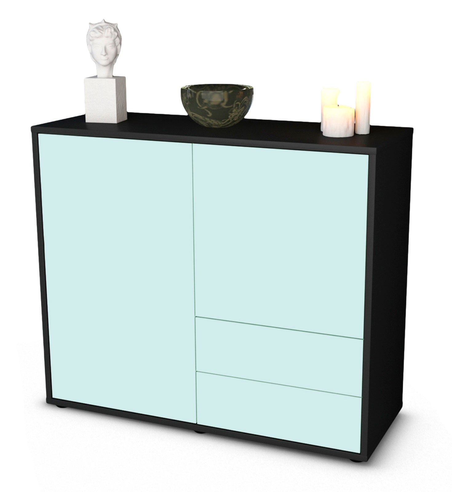 Sideboard - Chiara - Design Farbakzent - Freistehend mit Push to open  92 cm Anthrazit