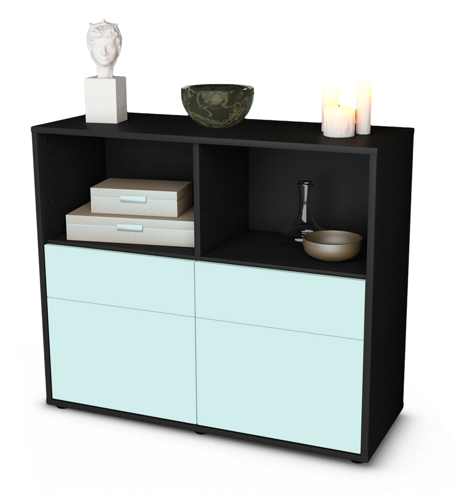 Sideboard - Christine - Design Farbakzent - Freistehend mit Push to open  92 cm Anthrazit