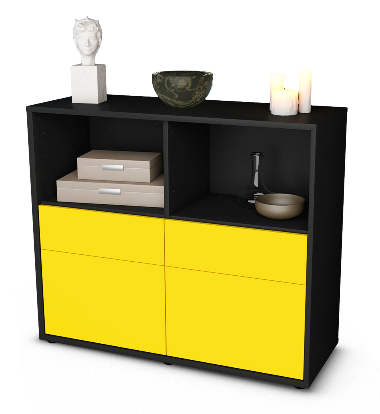 Sideboard - Christine - Design Farbakzent - Freistehend mit Push to open  92 cm Anthrazit