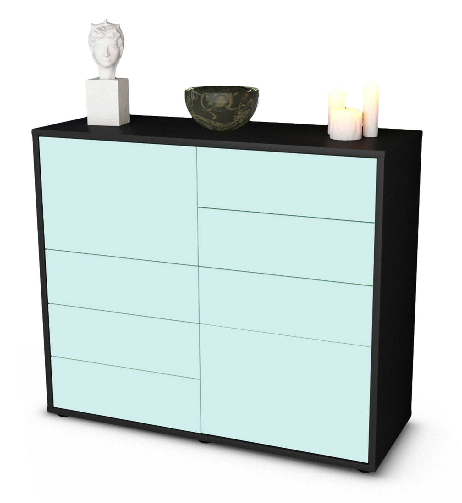 Sideboard - Clarissa - Design Farbakzent - Freistehend mit Push to open  92 cm Anthrazit