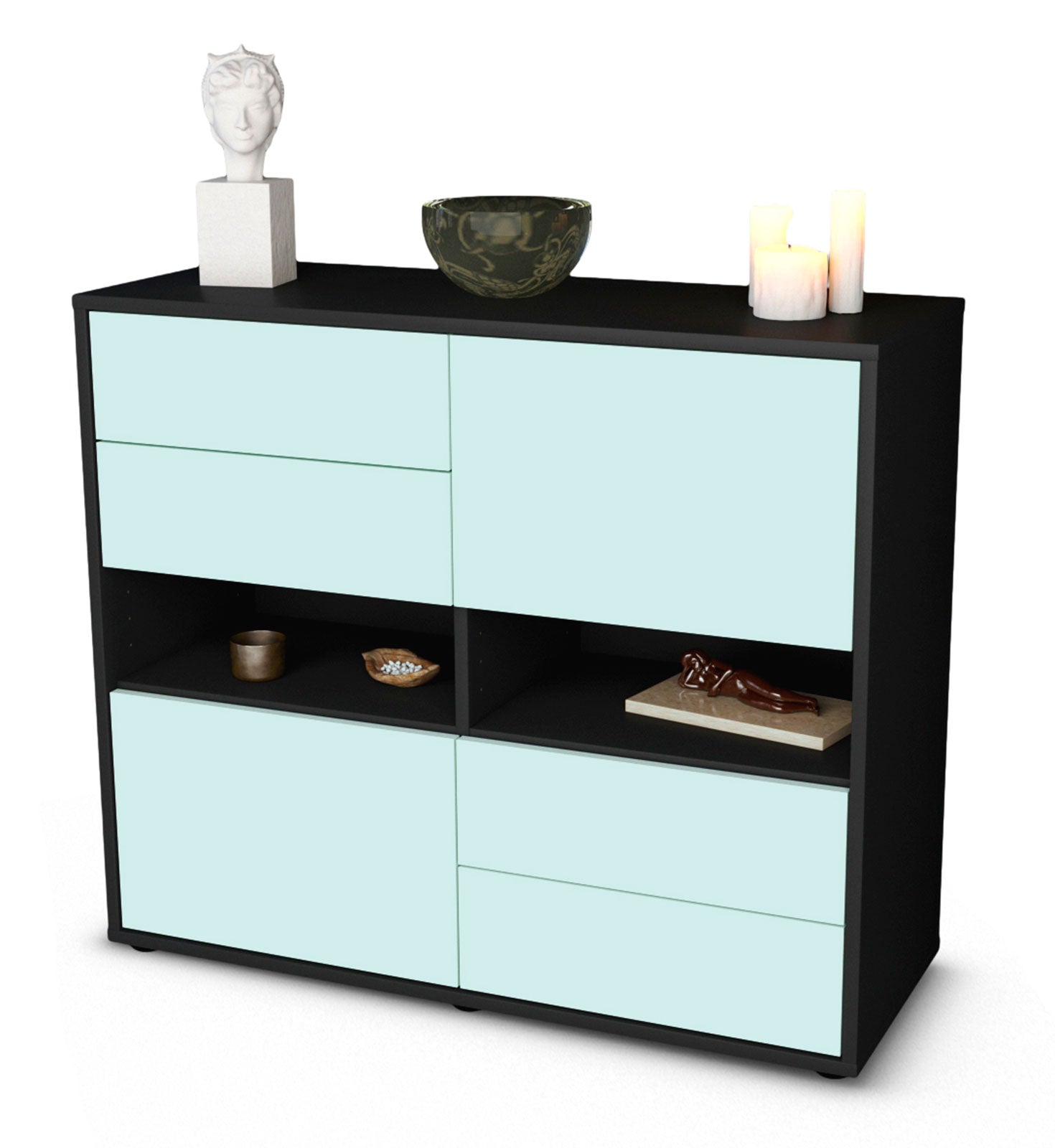 Sideboard - Claudia - Design Farbakzent - Freistehend mit Push to open  92 cm Anthrazit