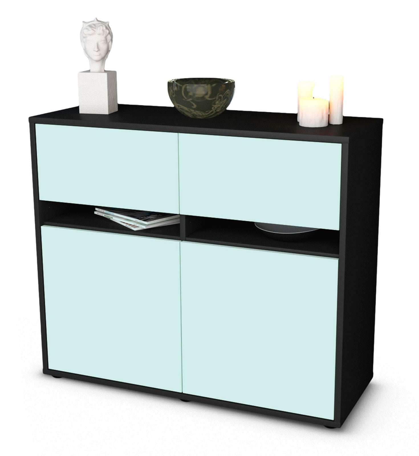 Sideboard - Clea - Design Farbakzent - Freistehend mit Push to open  92 cm Anthrazit