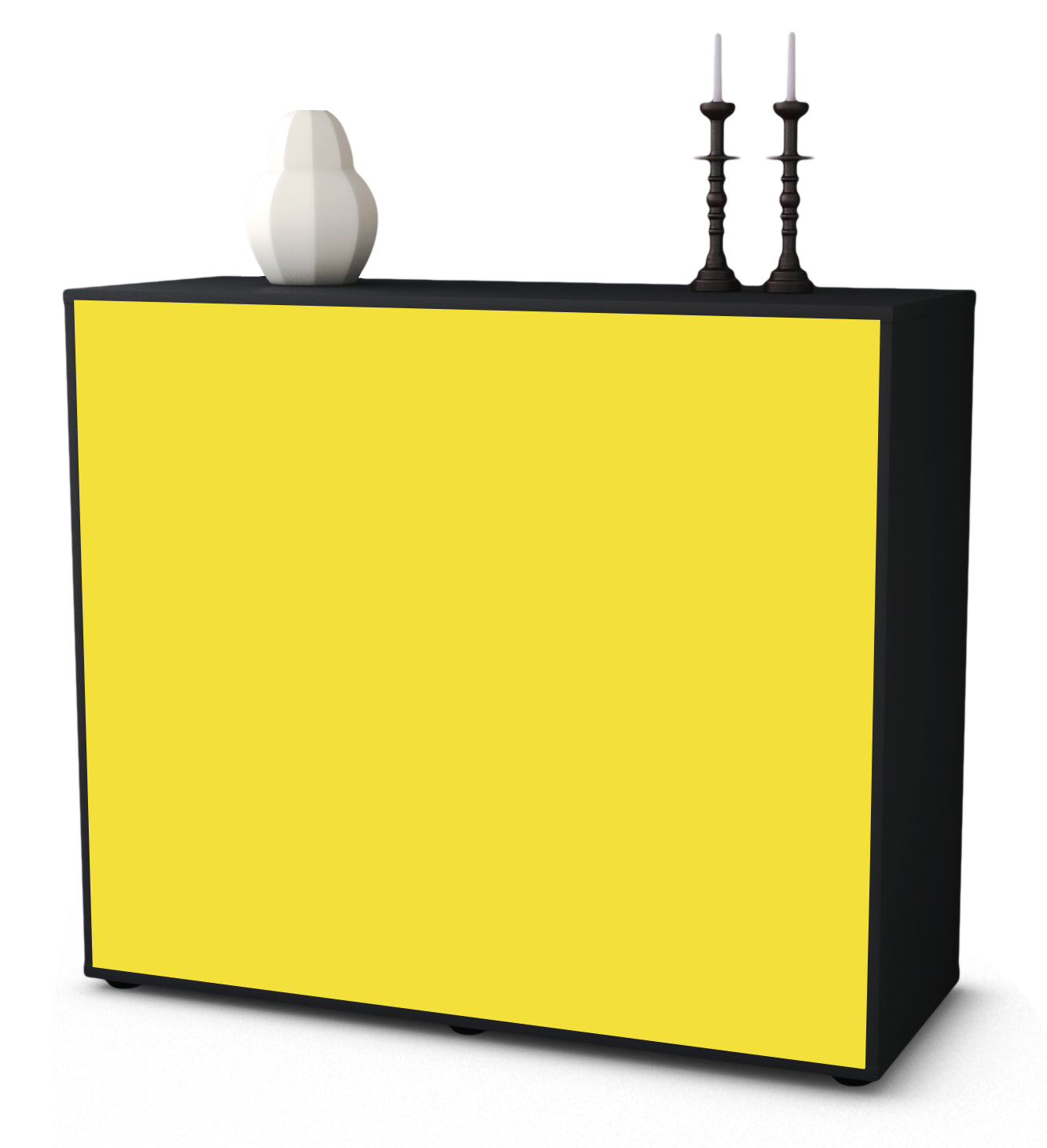 Sideboard - Corina - Design Farbakzent - Freistehend mit Push to open  92 cm Anthrazit