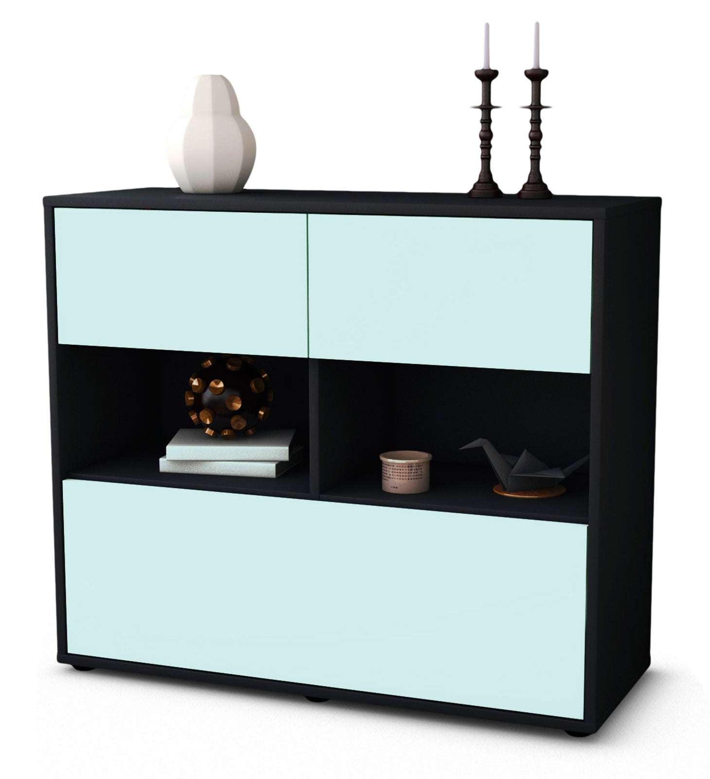 Sideboard - Cosima - Design Farbakzent - Freistehend mit Push to open  92 cm Anthrazit