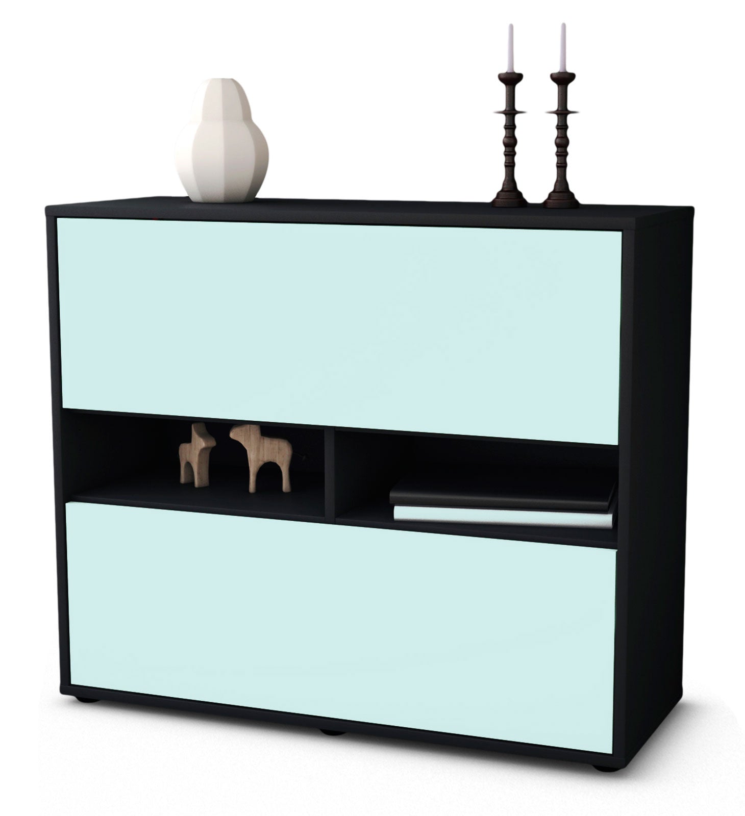 Sideboard - Dalia - Design Farbakzent - Freistehend mit Push to open  92 cm Anthrazit