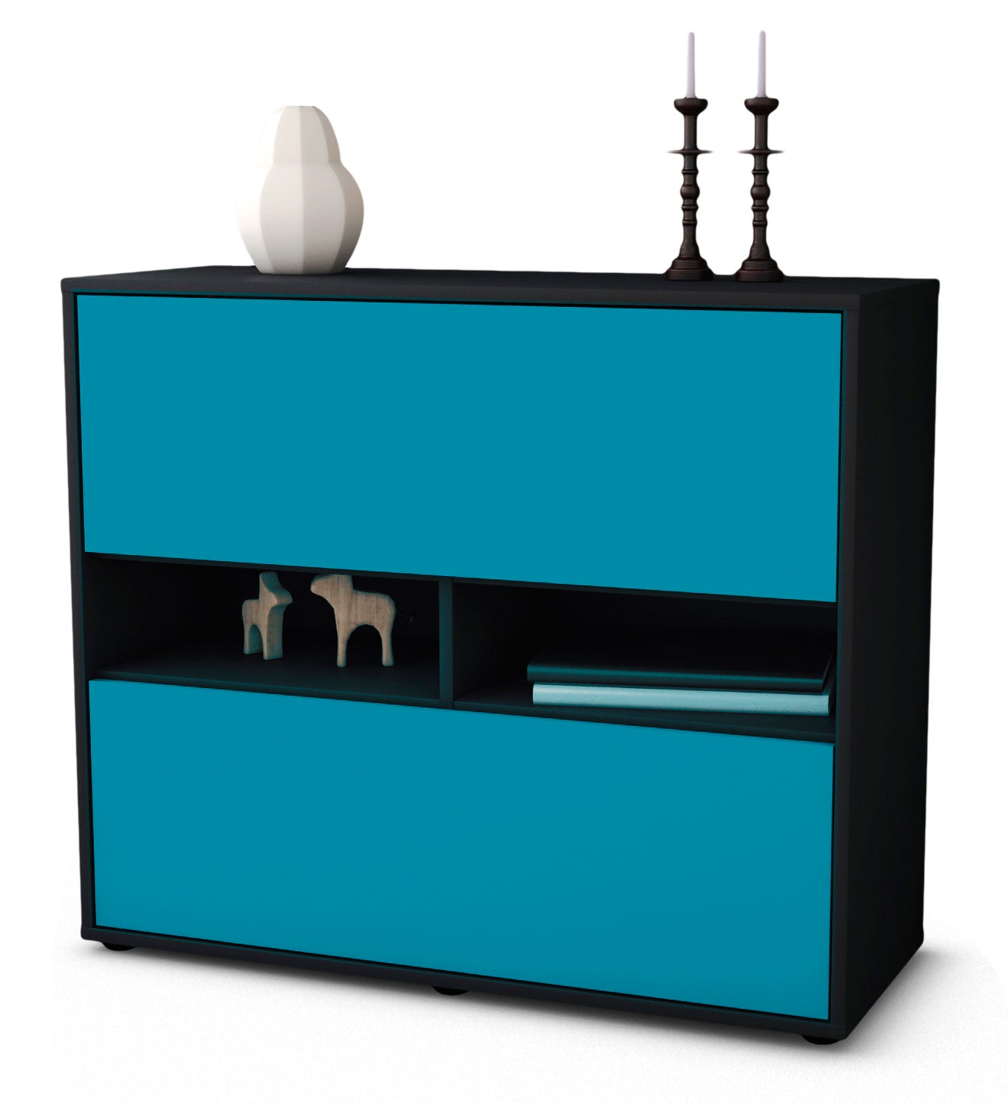 Sideboard - Dalia - Design Farbakzent - Freistehend mit Push to open  92 cm Anthrazit