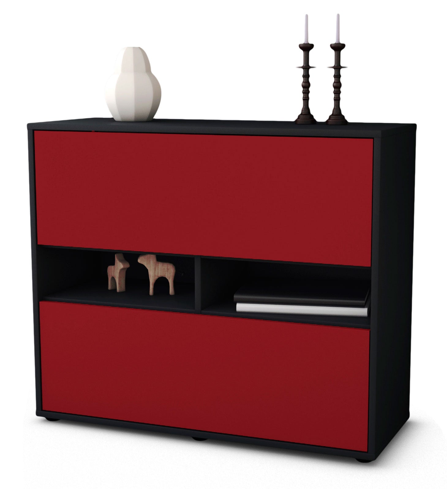 Sideboard - Dalia - Design Farbakzent - Freistehend mit Push to open  92 cm Anthrazit