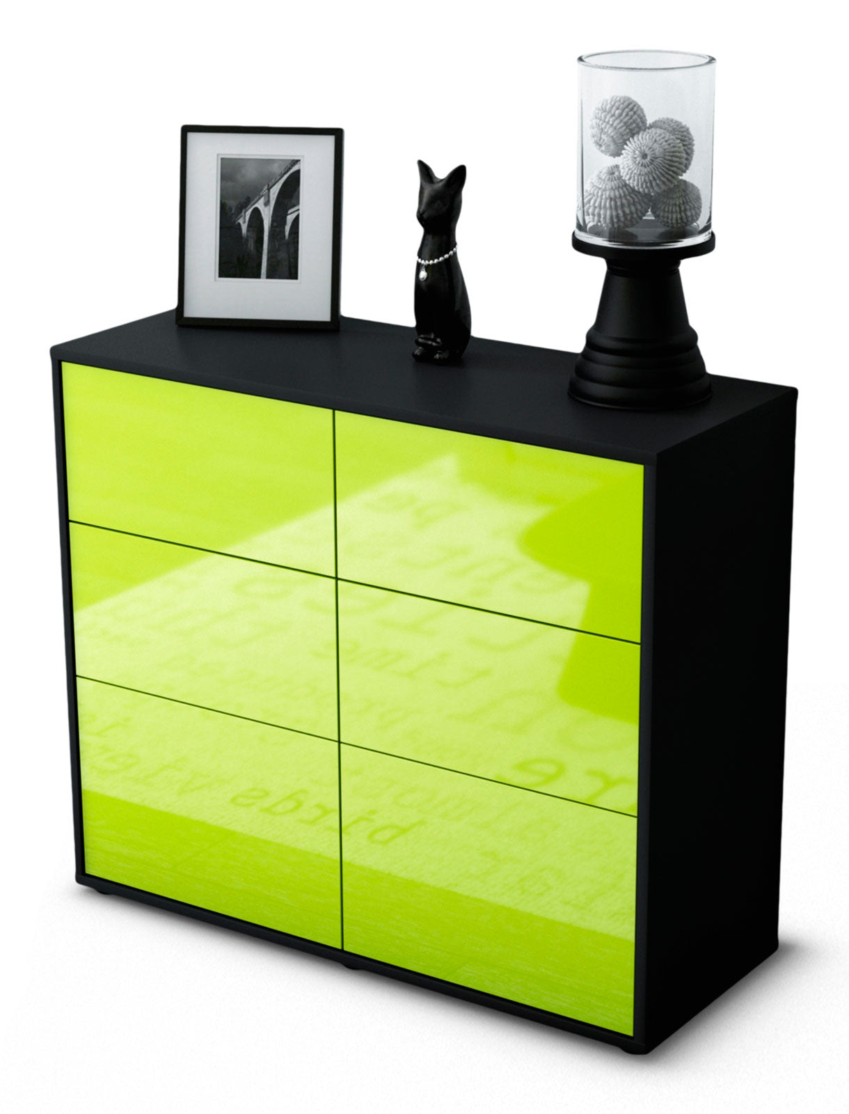 Sideboard - Dalida - Design Hochglanz - Freistehend mit Push to open  92 cm Anthrazit