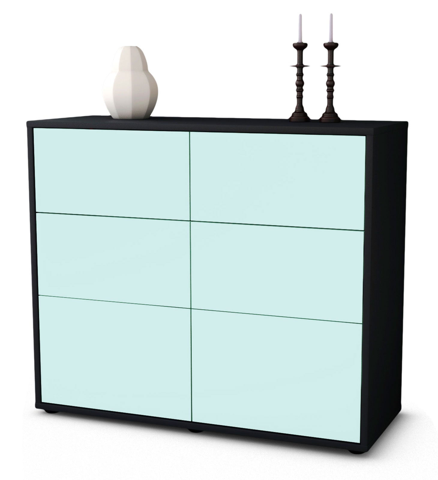 Sideboard - Dalida - Design Farbakzent - Freistehend mit Push to open  92 cm Anthrazit