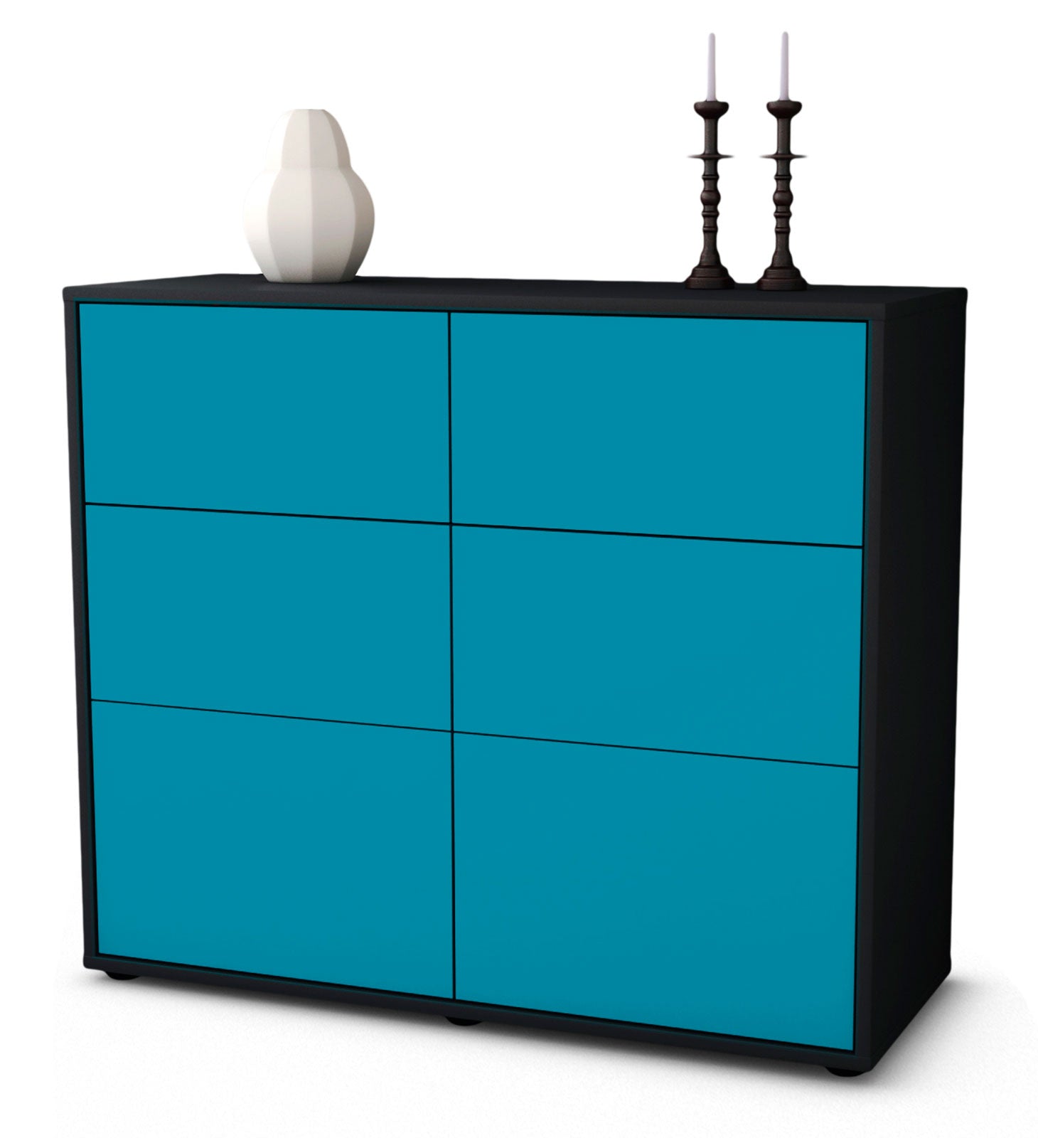 Sideboard - Dalida - Design Farbakzent - Freistehend mit Push to open  92 cm Anthrazit