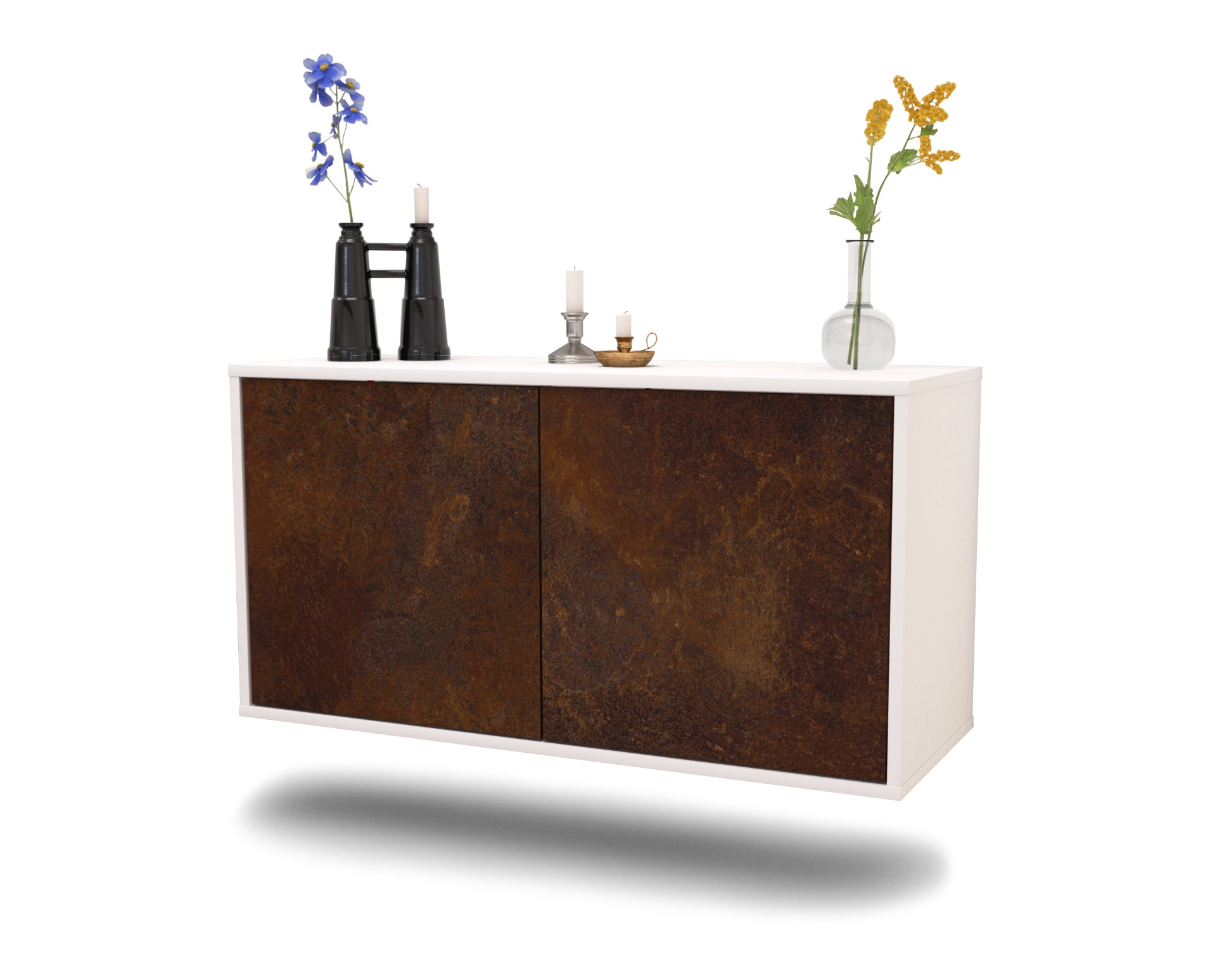 Lowboard - Ada - Design Industrie Stil - Wandmontage mit Push to Open 92 cm Weiss