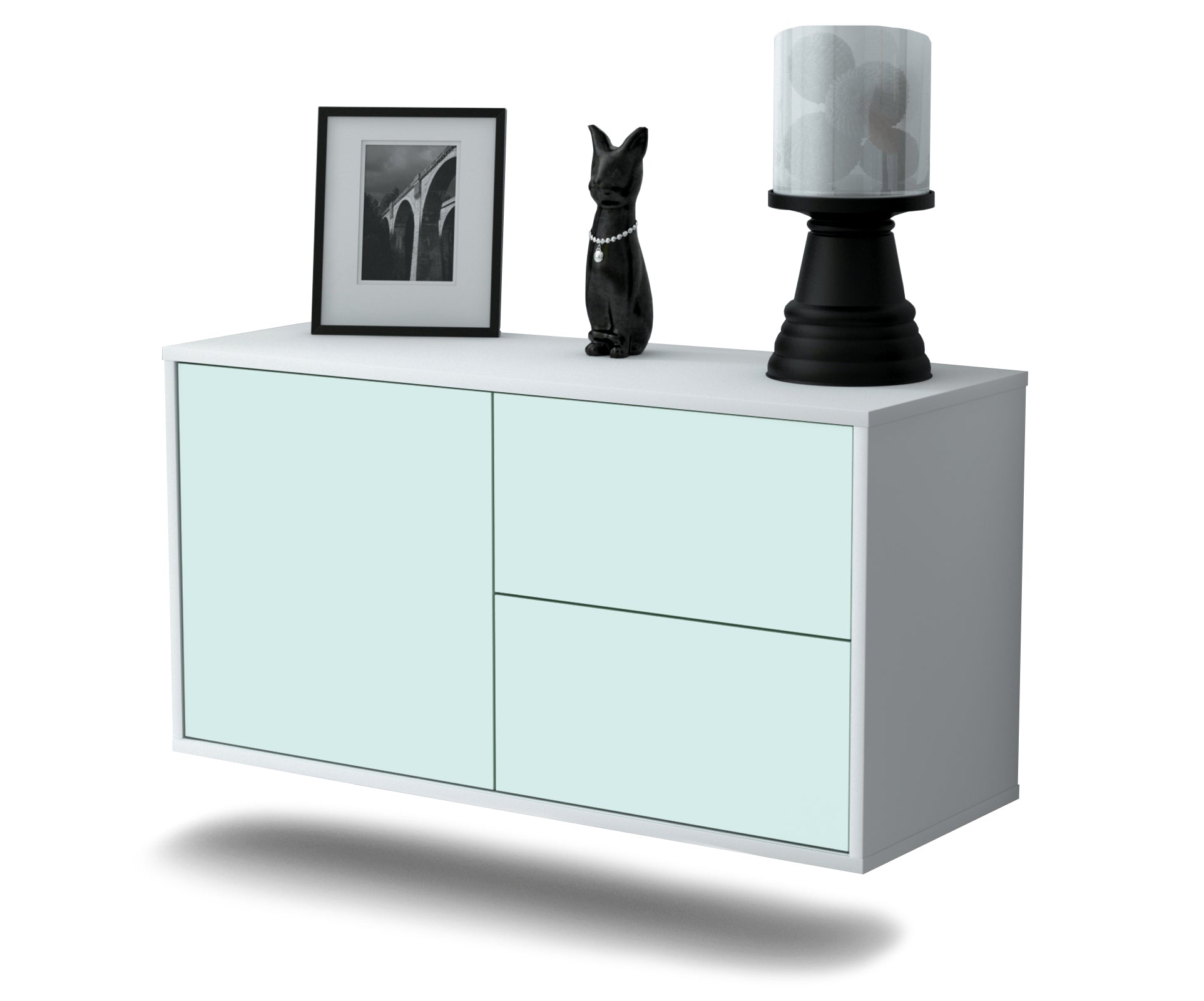 Lowboard - Adria - Design Farbakzent - Wandmontage mit Push to Open 92 cm Weiss