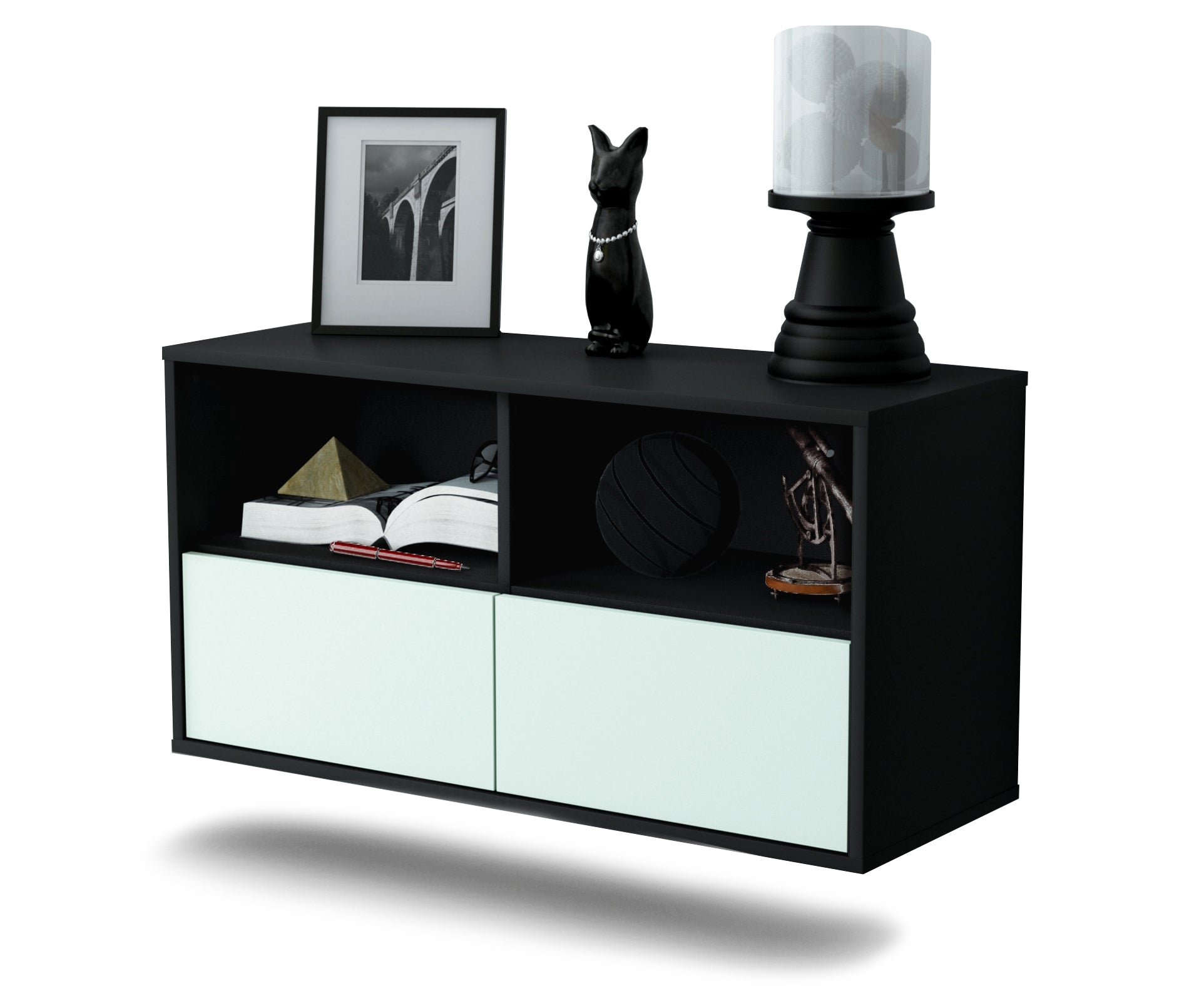 Lowboard - Aeon - Design Farbakzent - Wandmontage mit Push to Open 92 cm Anthrazit