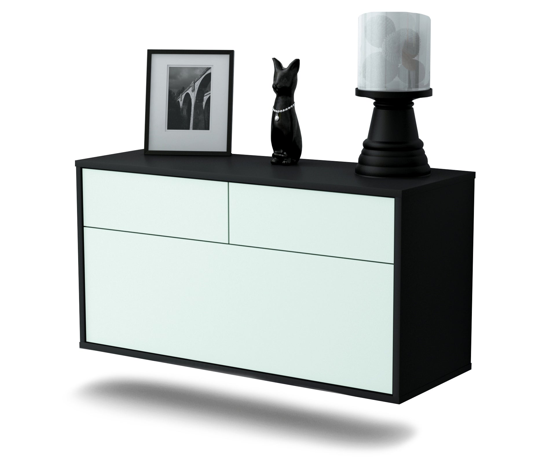 Lowboard - Agnese - Design Farbakzent - Wandmontage mit Push to Open 92 cm Anthrazit