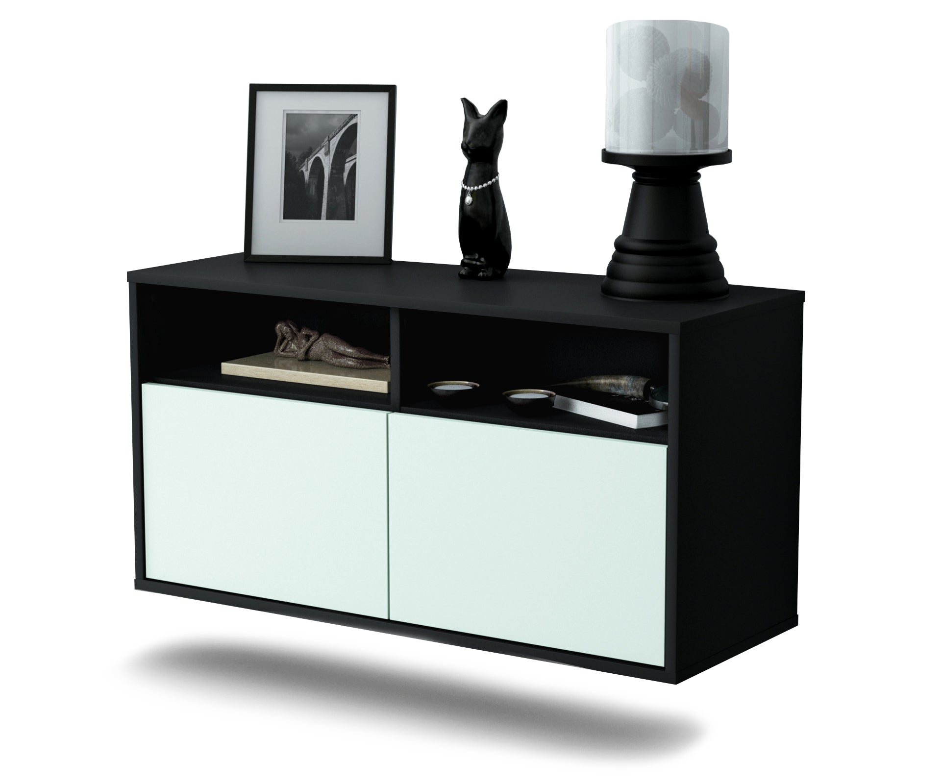 Lowboard - Alegra - Design Farbakzent - Wandmontage mit Push to Open 92 cm Anthrazit