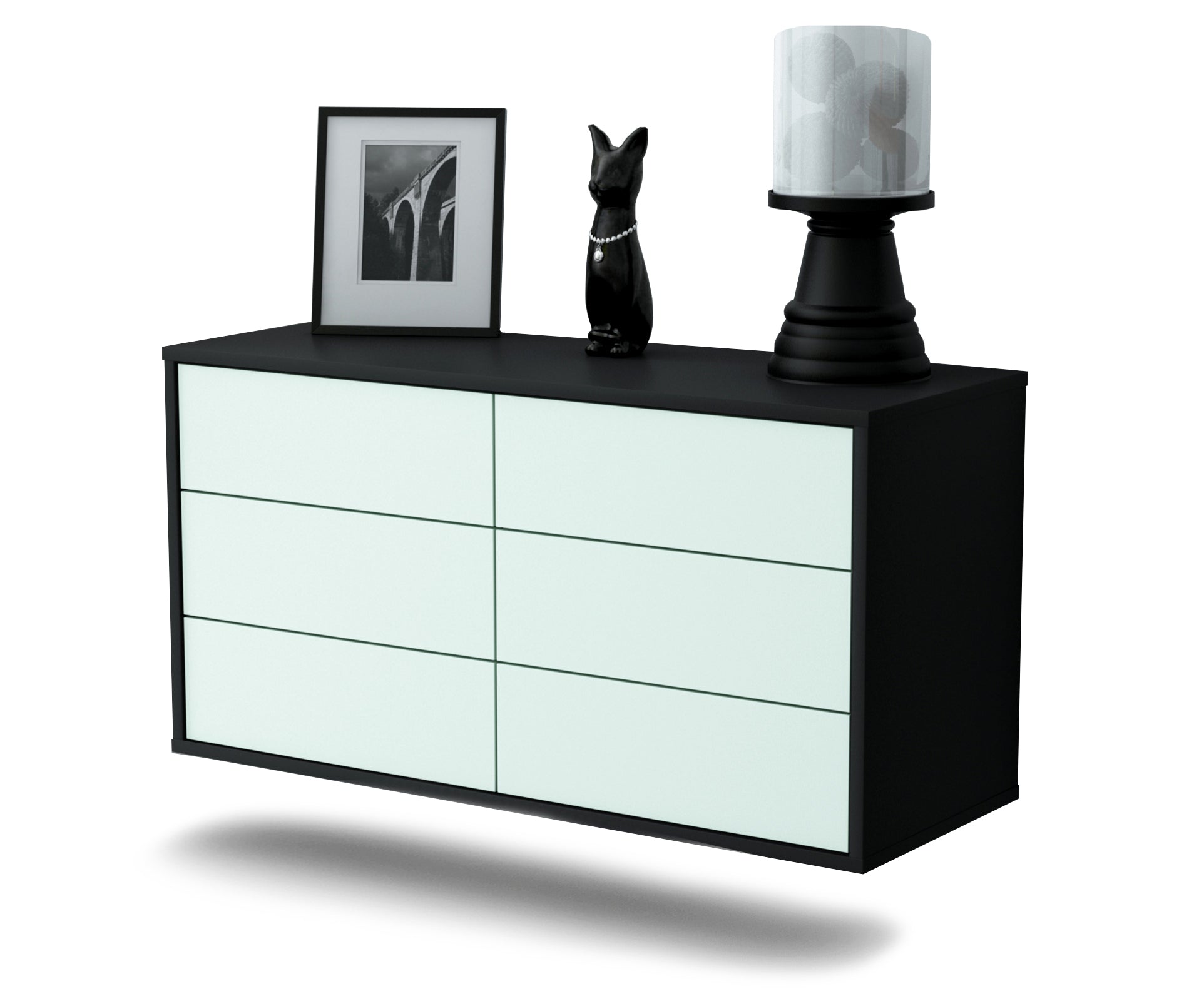 Lowboard - Alfonsa - Design Farbakzent - Wandmontage mit Push to Open 92 cm Anthrazit