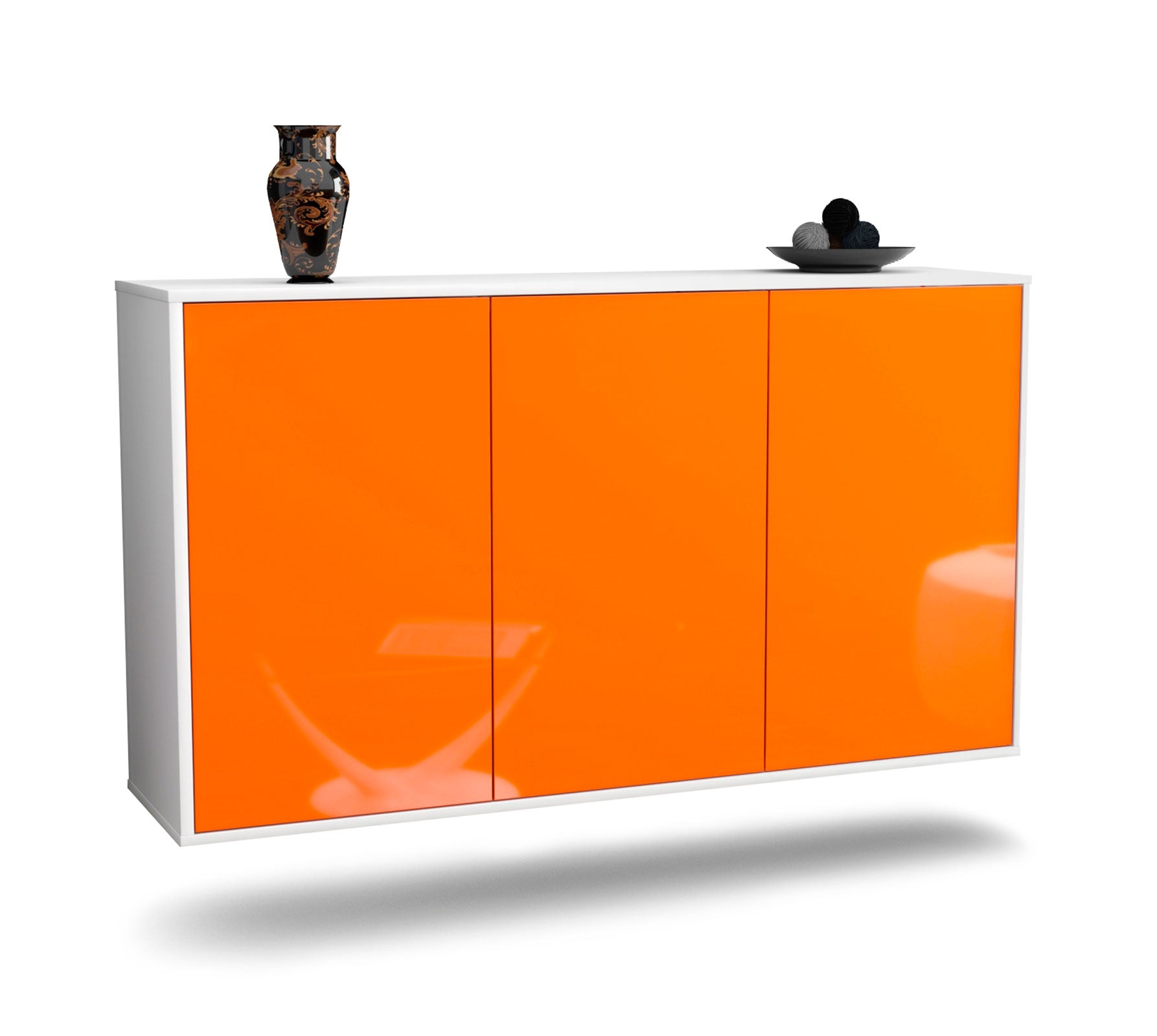 Sideboard - Delia - Design Hochglanz - Wandmontage mit Push to Open 136 cm Weiss