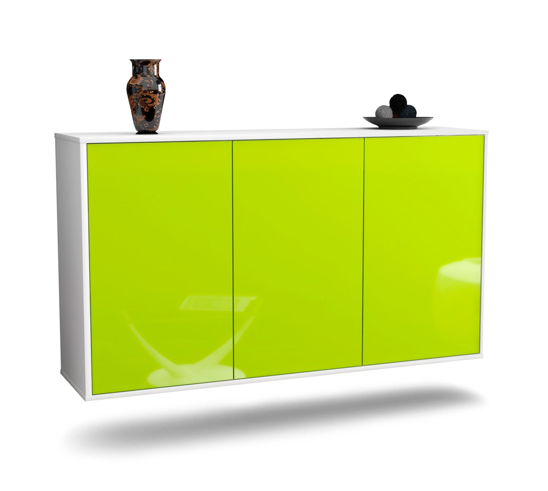 Sideboard - Delia - Design Hochglanz - Wandmontage mit Push to Open 136 cm Weiss