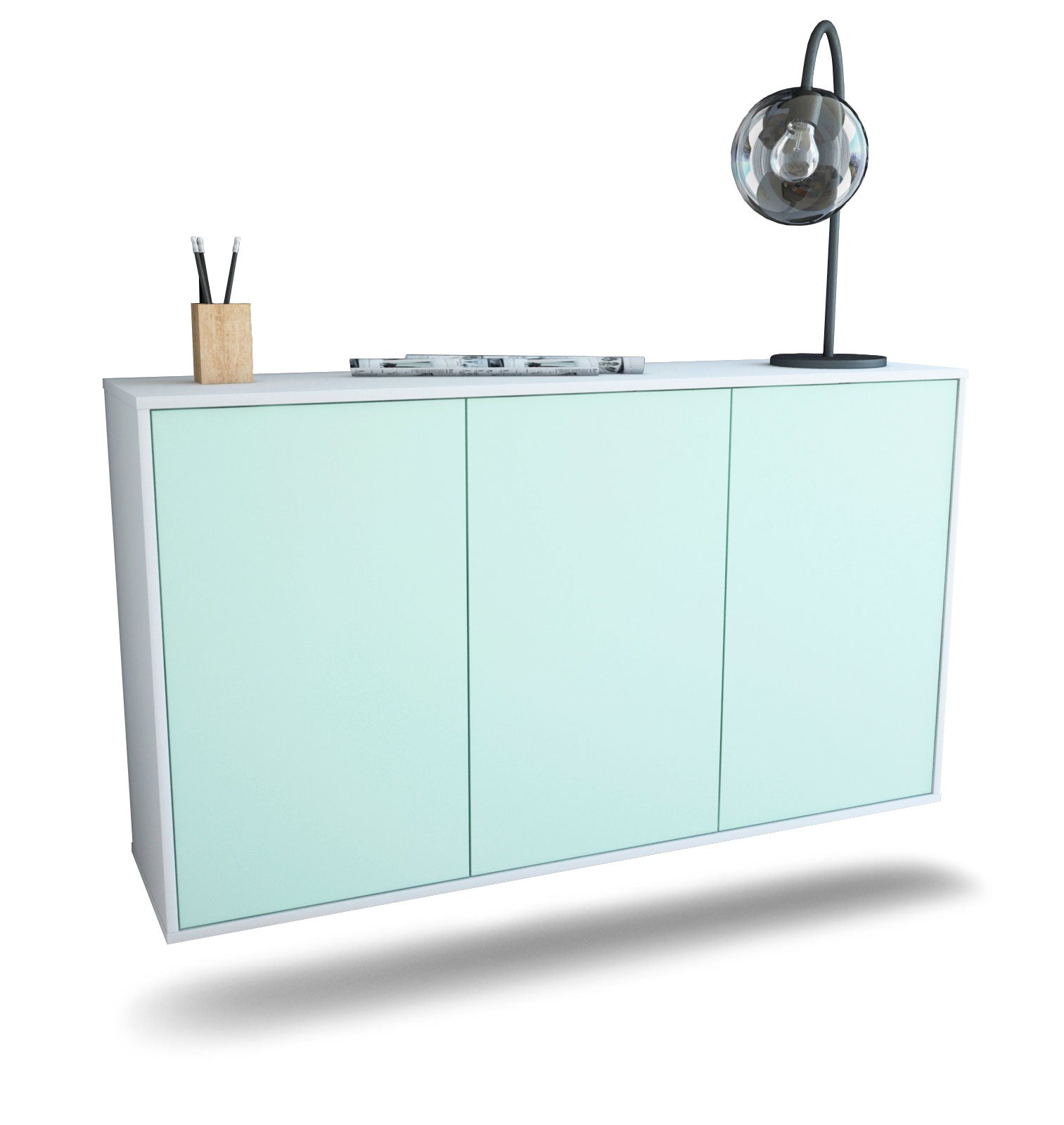 Sideboard - Delia - Design Farbakzent - Wandmontage mit Push to Open 136 cm Weiss