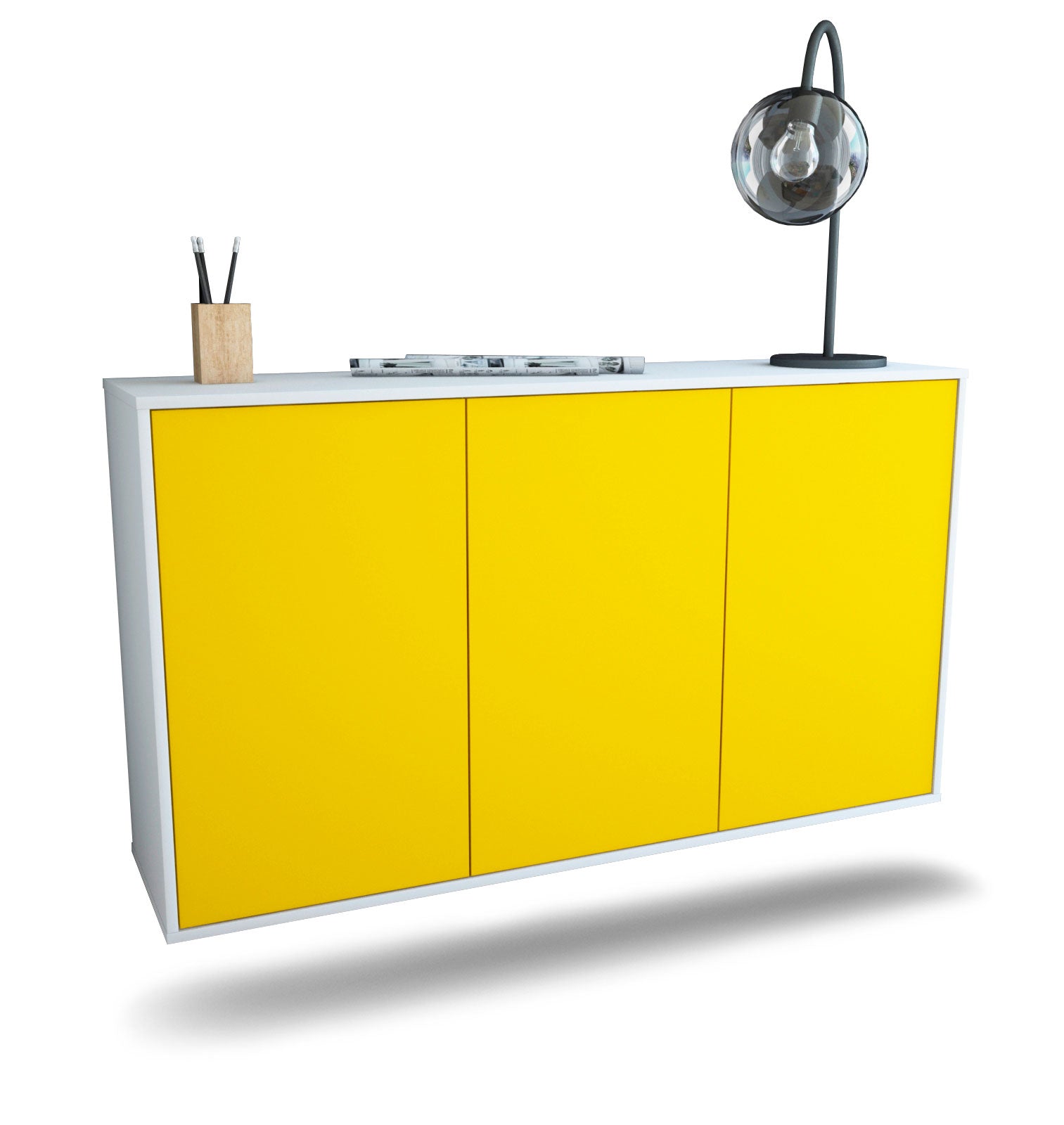 Sideboard - Delia - Design Farbakzent - Wandmontage mit Push to Open 136 cm Weiss