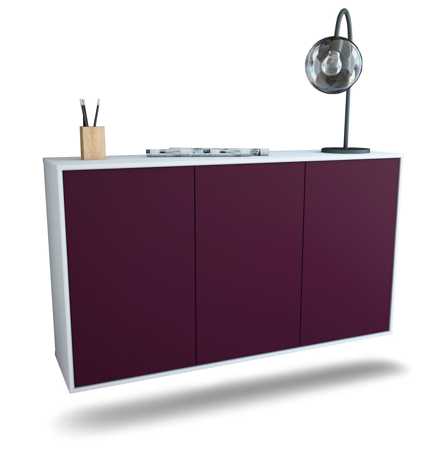 Sideboard - Delia - Design Farbakzent - Wandmontage mit Push to Open 136 cm Weiss