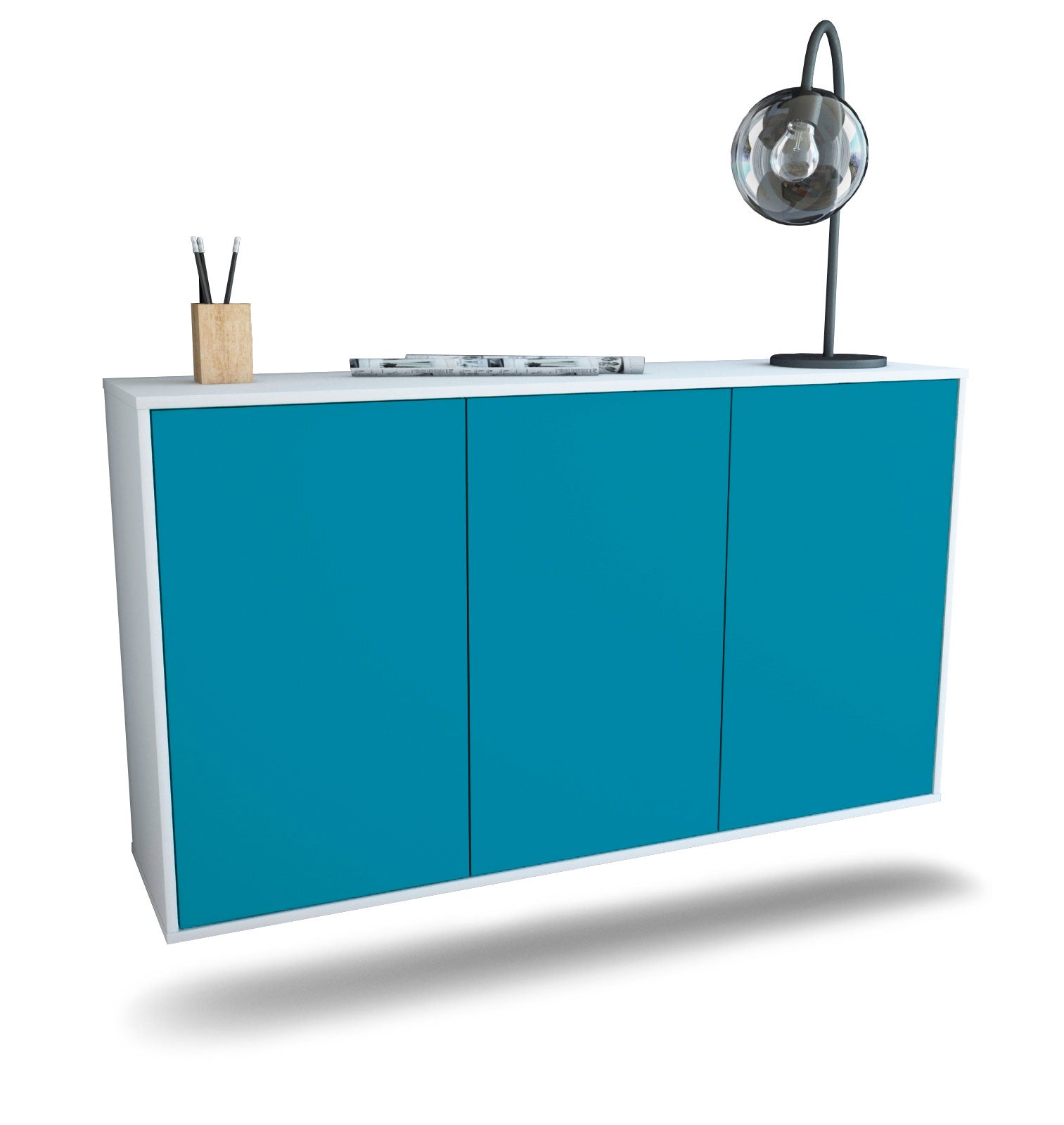 Sideboard - Delia - Design Farbakzent - Wandmontage mit Push to Open 136 cm Weiss