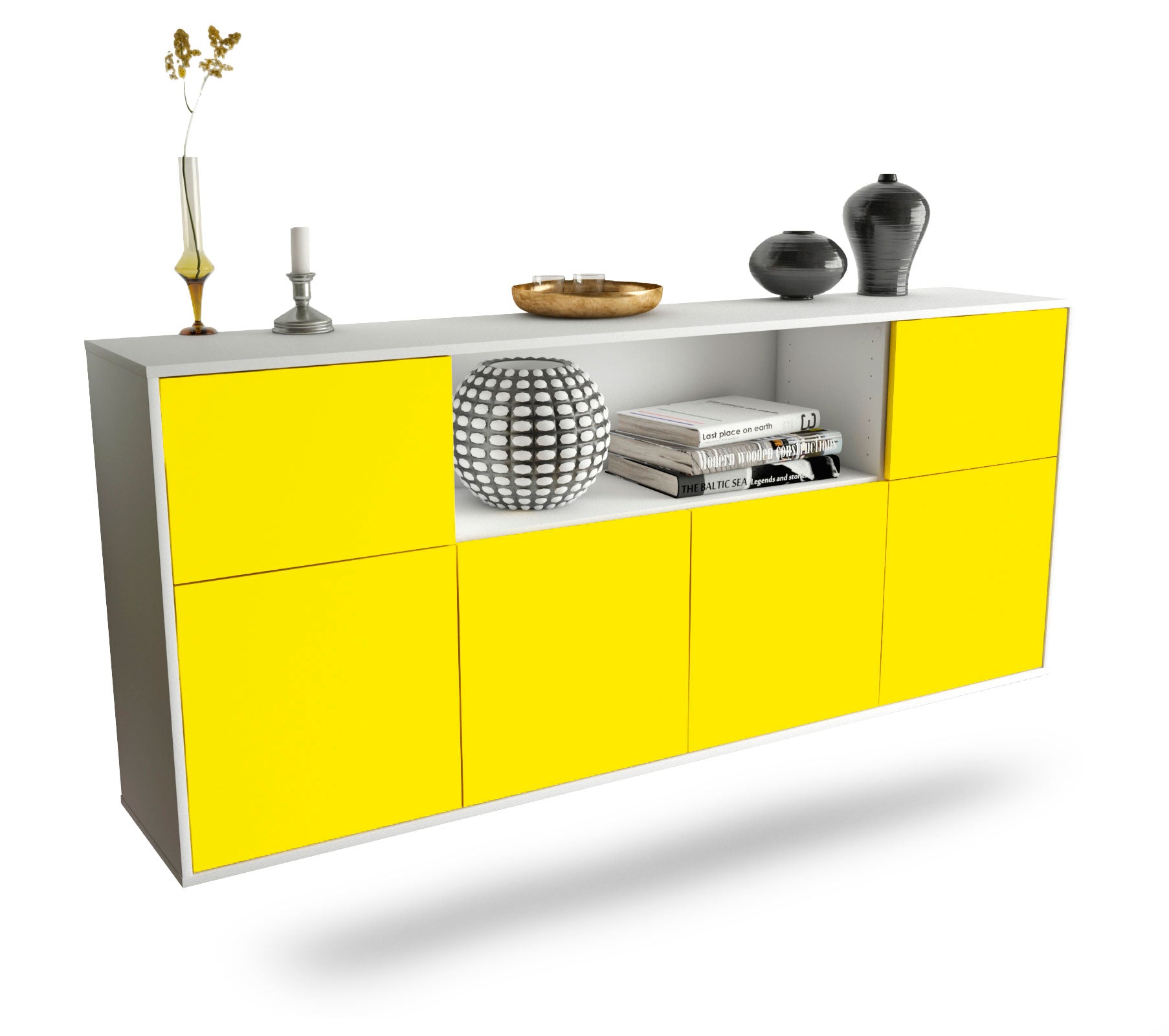 Sideboard - Ermentrude - Design Farbakzent - Wandmontage mit Push to O