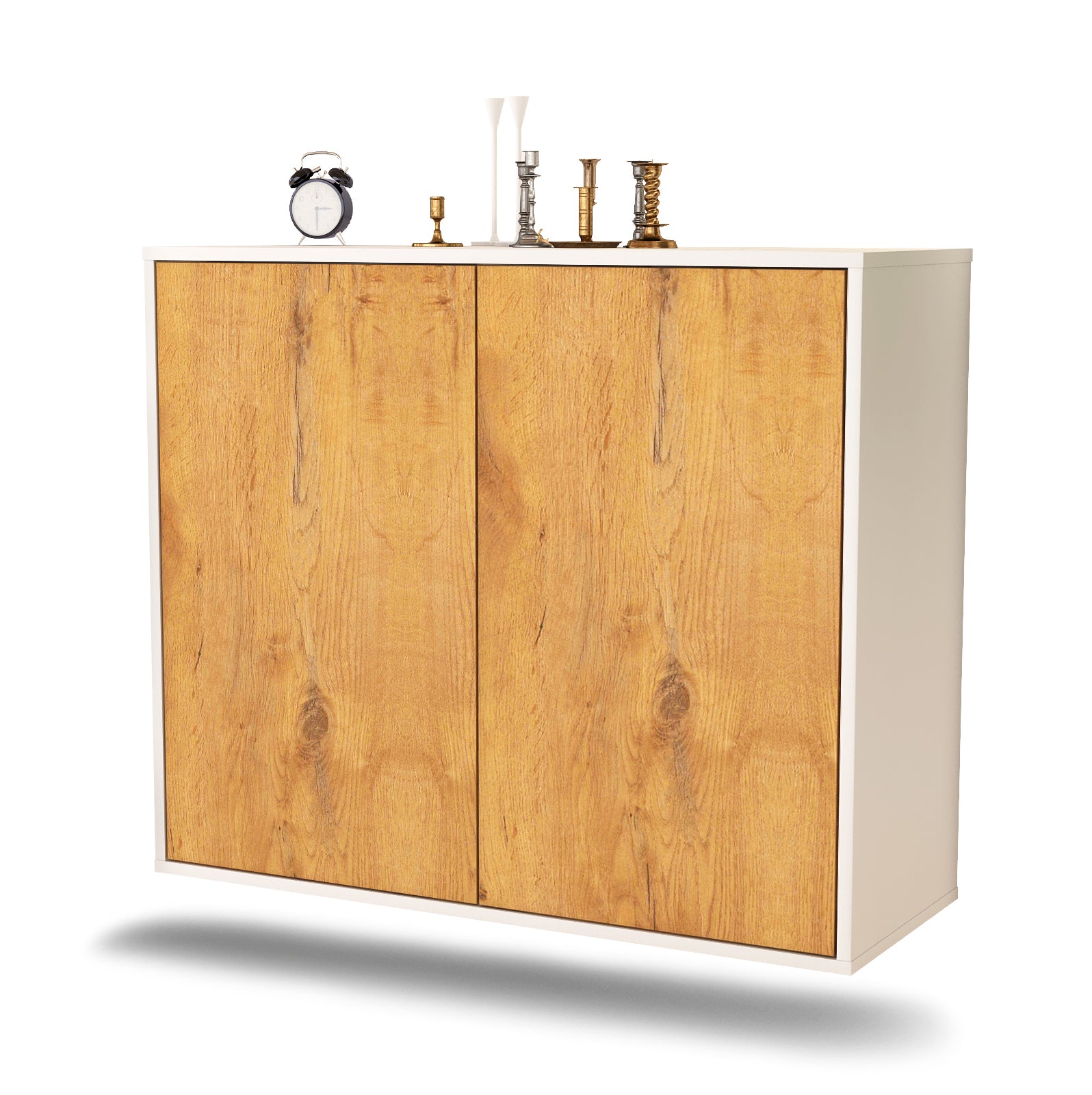 Sideboard - Blanka - Design Holzdekor - Wandmontiert mit Push to open  92 cm Weiss