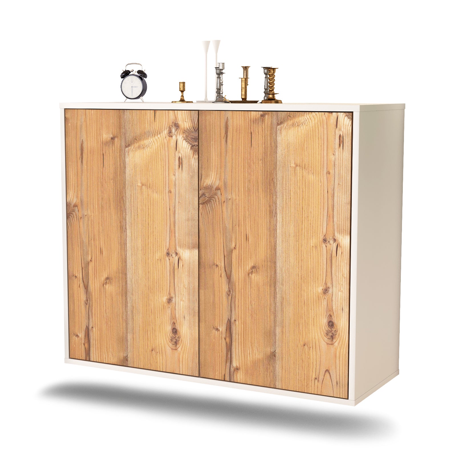 Sideboard - Blanka - Design Holzdekor - Wandmontiert mit Push to open  92 cm Weiss