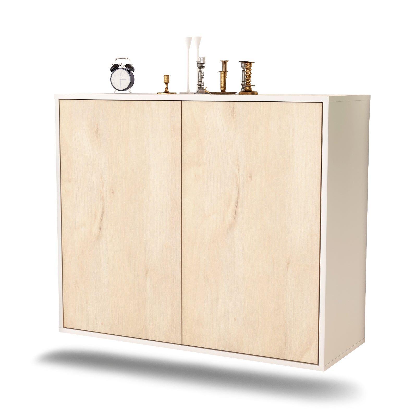 Sideboard - Blanka - Design Holzdekor - Wandmontiert mit Push to open  92 cm Weiss