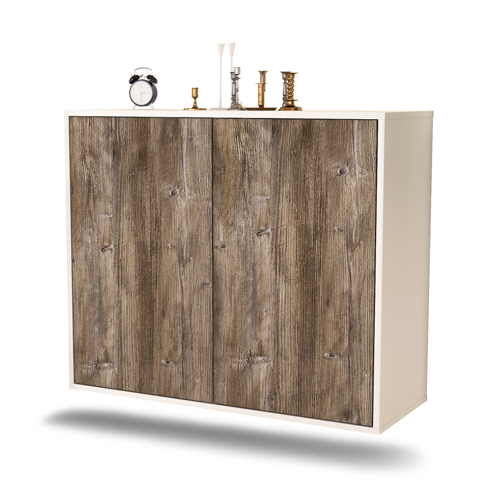 Sideboard - Blanka - Design Holzdekor - Wandmontiert mit Push to open  92 cm Weiss