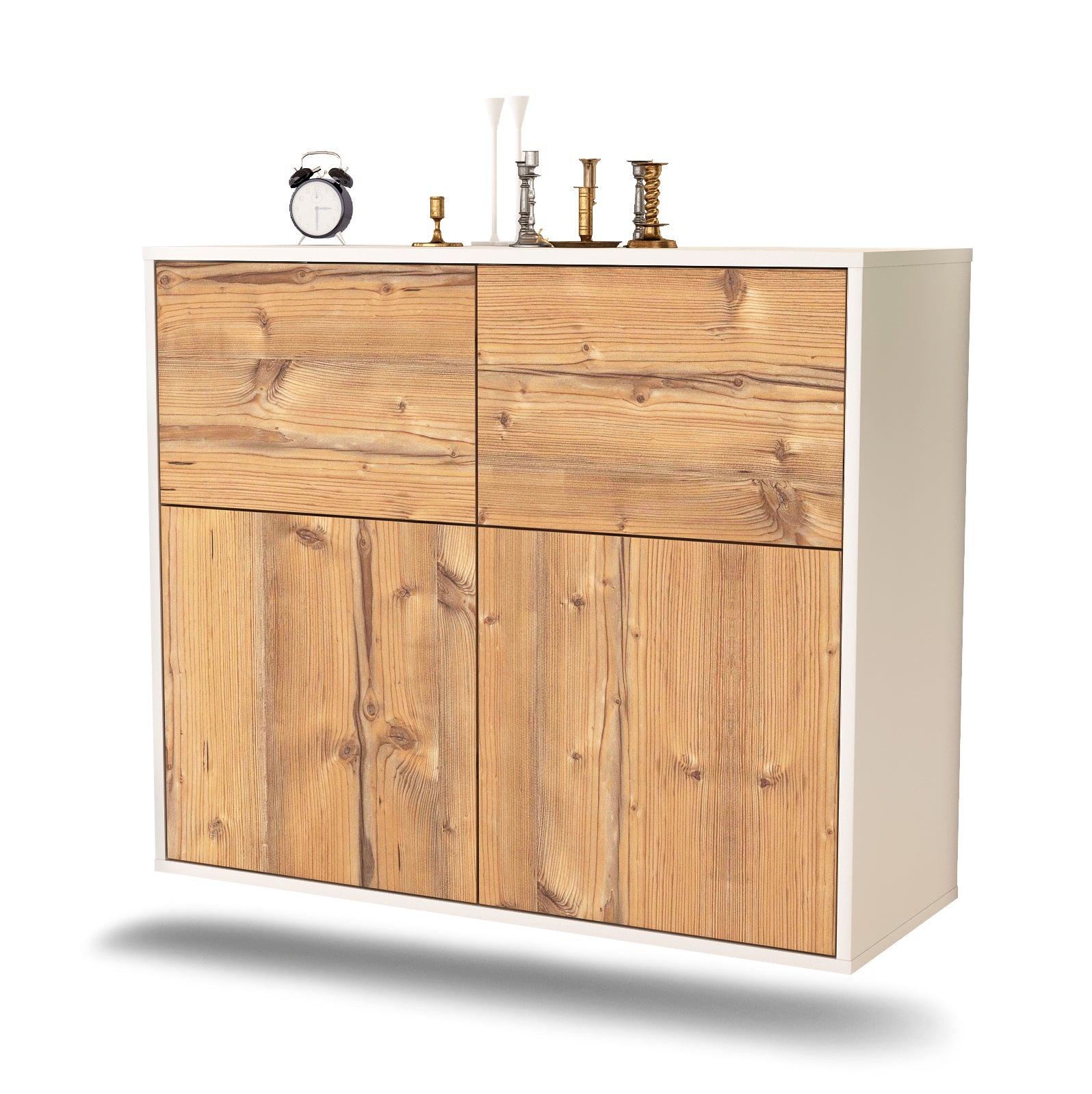 Sideboard - Calliope - Design Holzdekor - Wandmontiert mit Push to open  92 cm Weiss