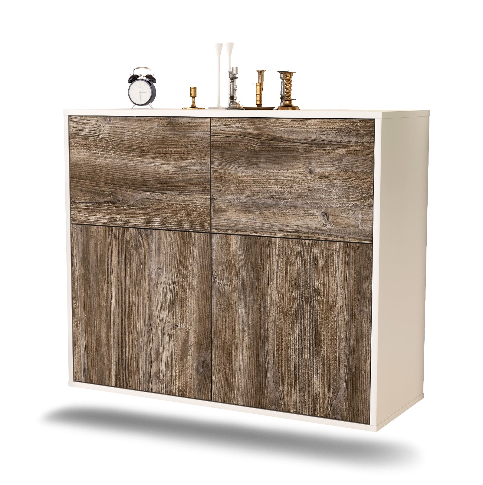 Sideboard - Calliope - Design Holzdekor - Wandmontiert mit Push to open  92 cm Weiss