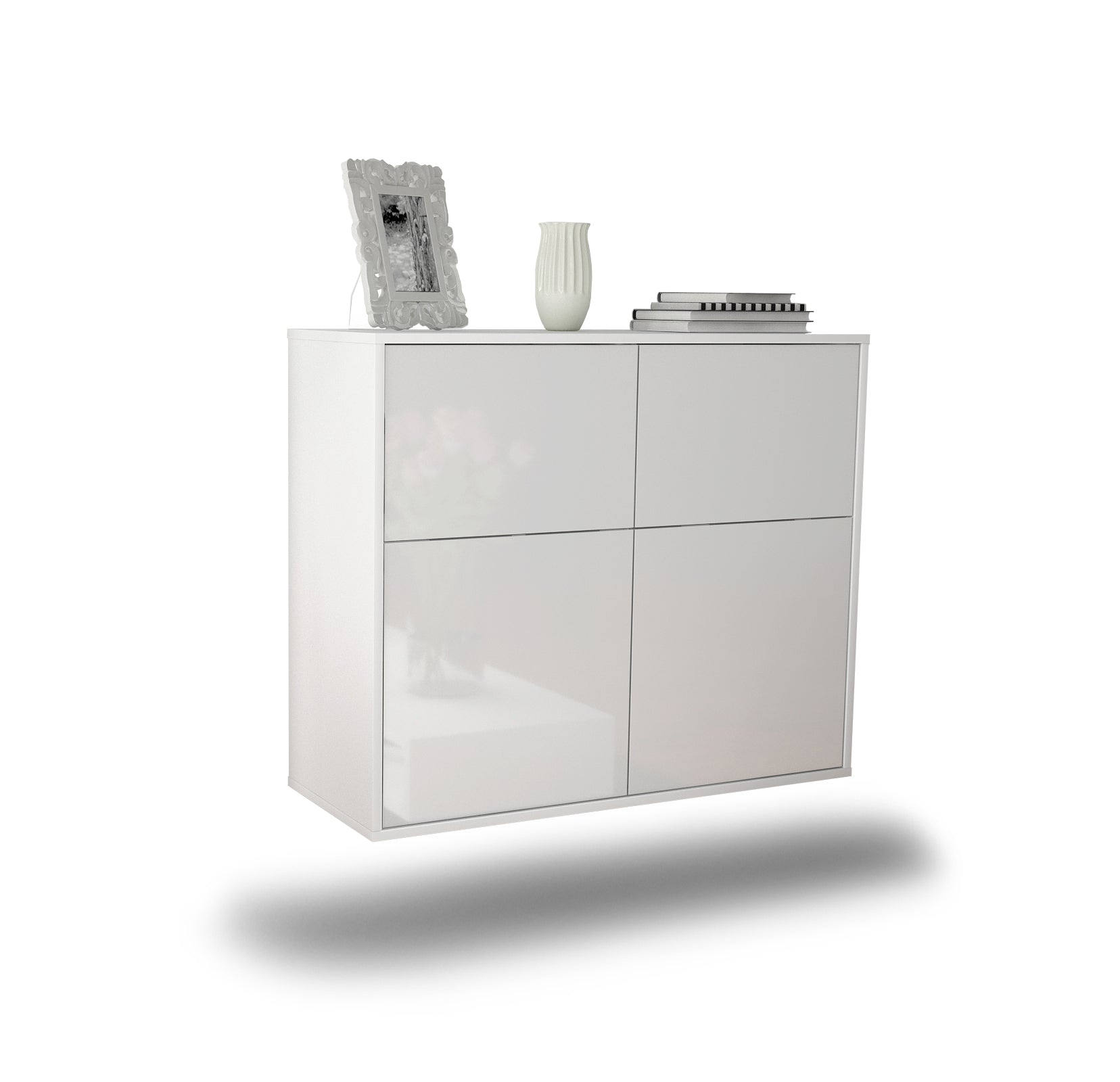 Sideboard - Calliope - Design Hochglanz - Wandmontiert mit Push to open  92 cm Weiss