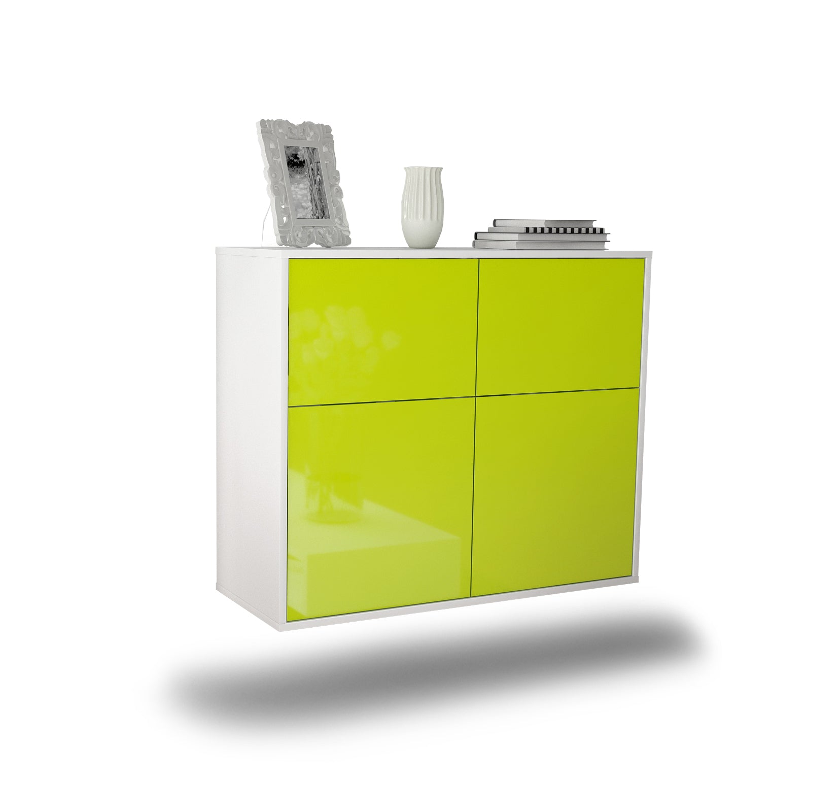 Sideboard - Calliope - Design Hochglanz - Wandmontiert mit Push to open  92 cm Weiss