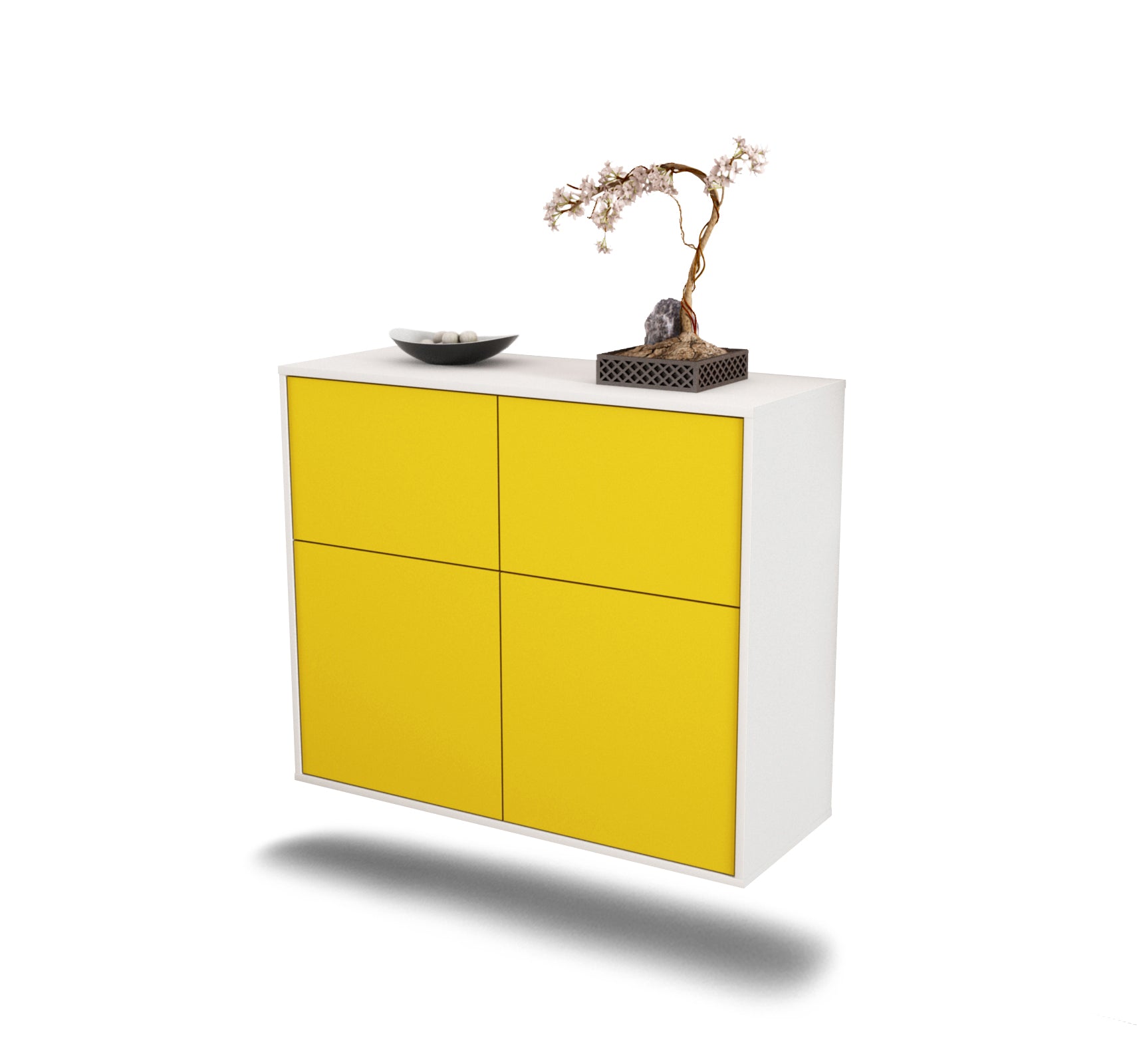 Sideboard - Calliope - Design Farbakzent - Wandmontiert mit Push to open  92 cm Weiss