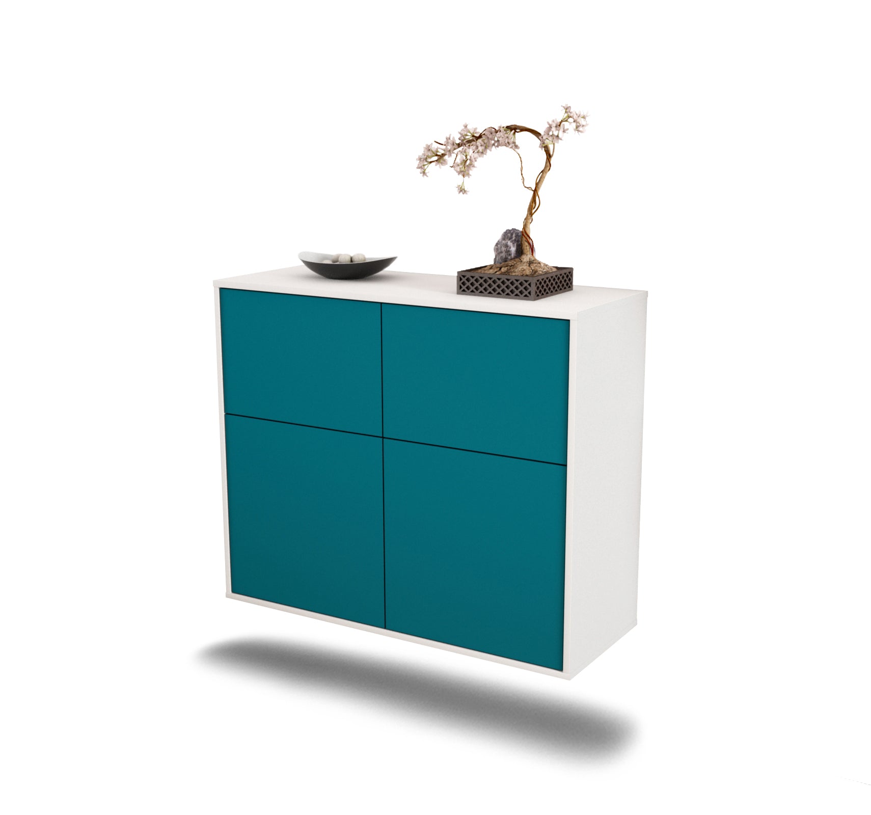 Sideboard - Calliope - Design Farbakzent - Wandmontiert mit Push to open  92 cm Weiss