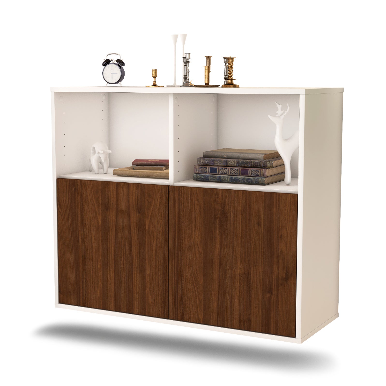 Sideboard - Camilla - Design Holzdekor - Wandmontiert mit Push to open  92 cm Weiss