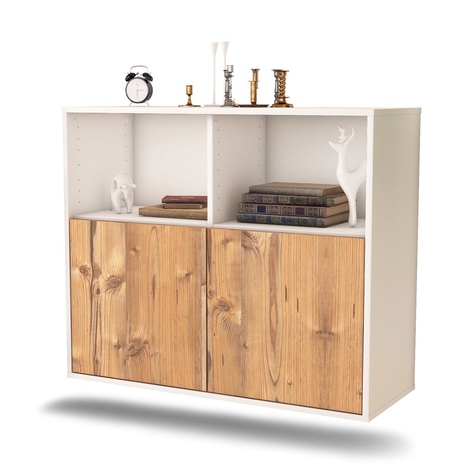 Sideboard - Camilla - Design Holzdekor - Wandmontiert mit Push to open  92 cm Weiss