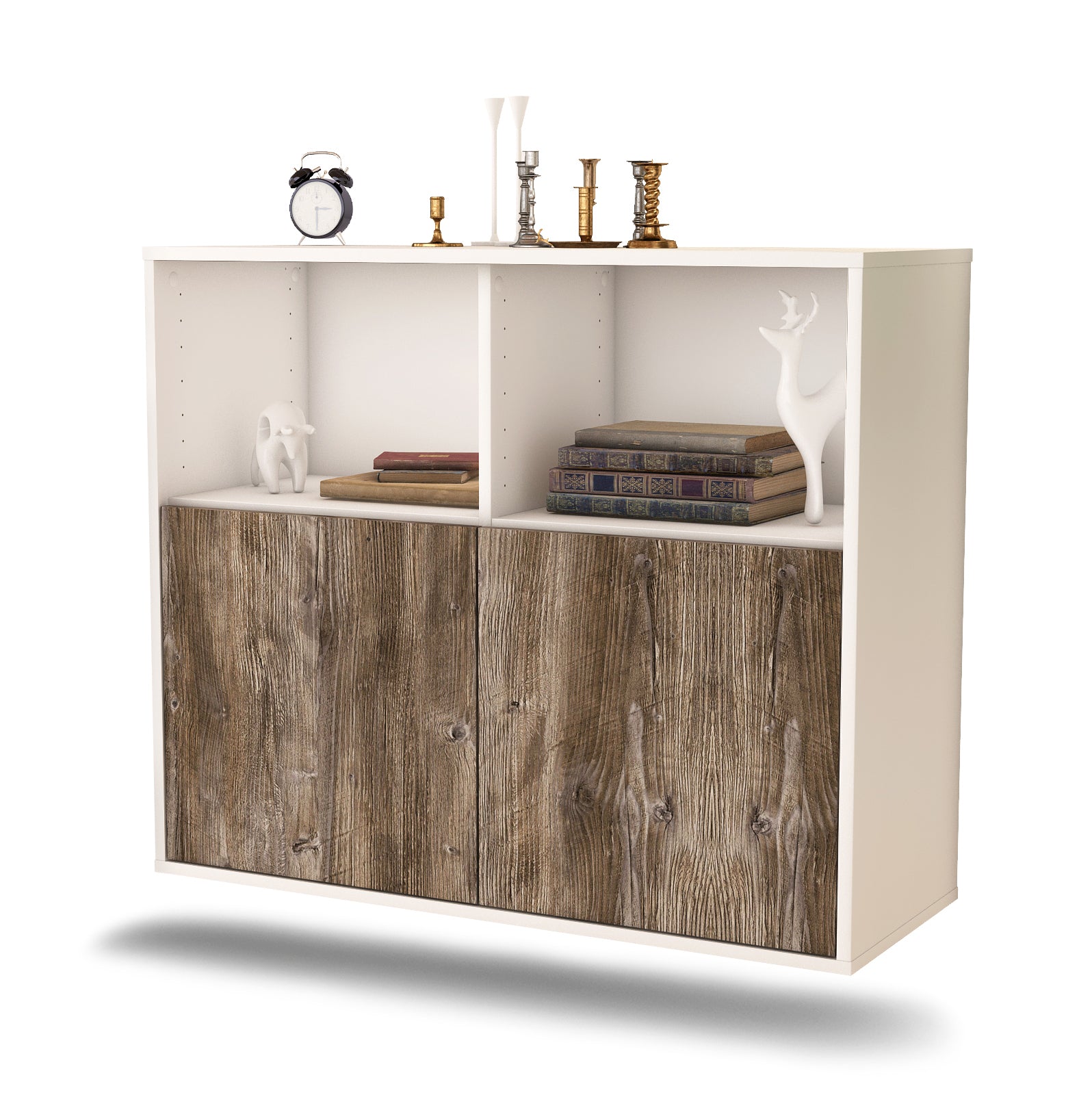 Sideboard - Camilla - Design Holzdekor - Wandmontiert mit Push to open  92 cm Weiss