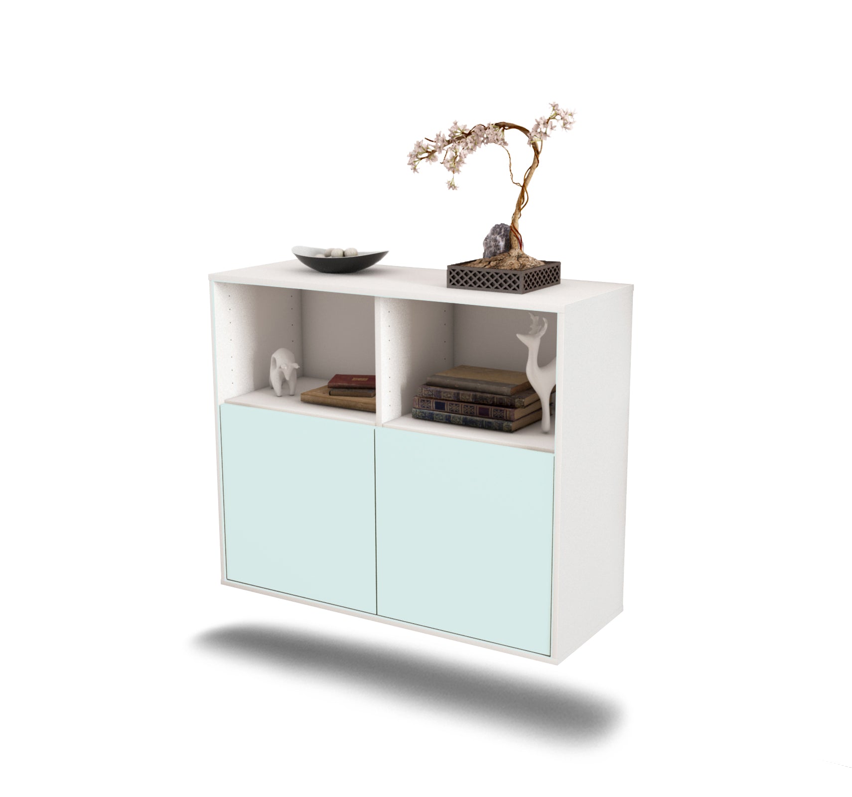 Sideboard - Camilla - Design Farbakzent - Wandmontiert mit Push to open  92 cm Weiss