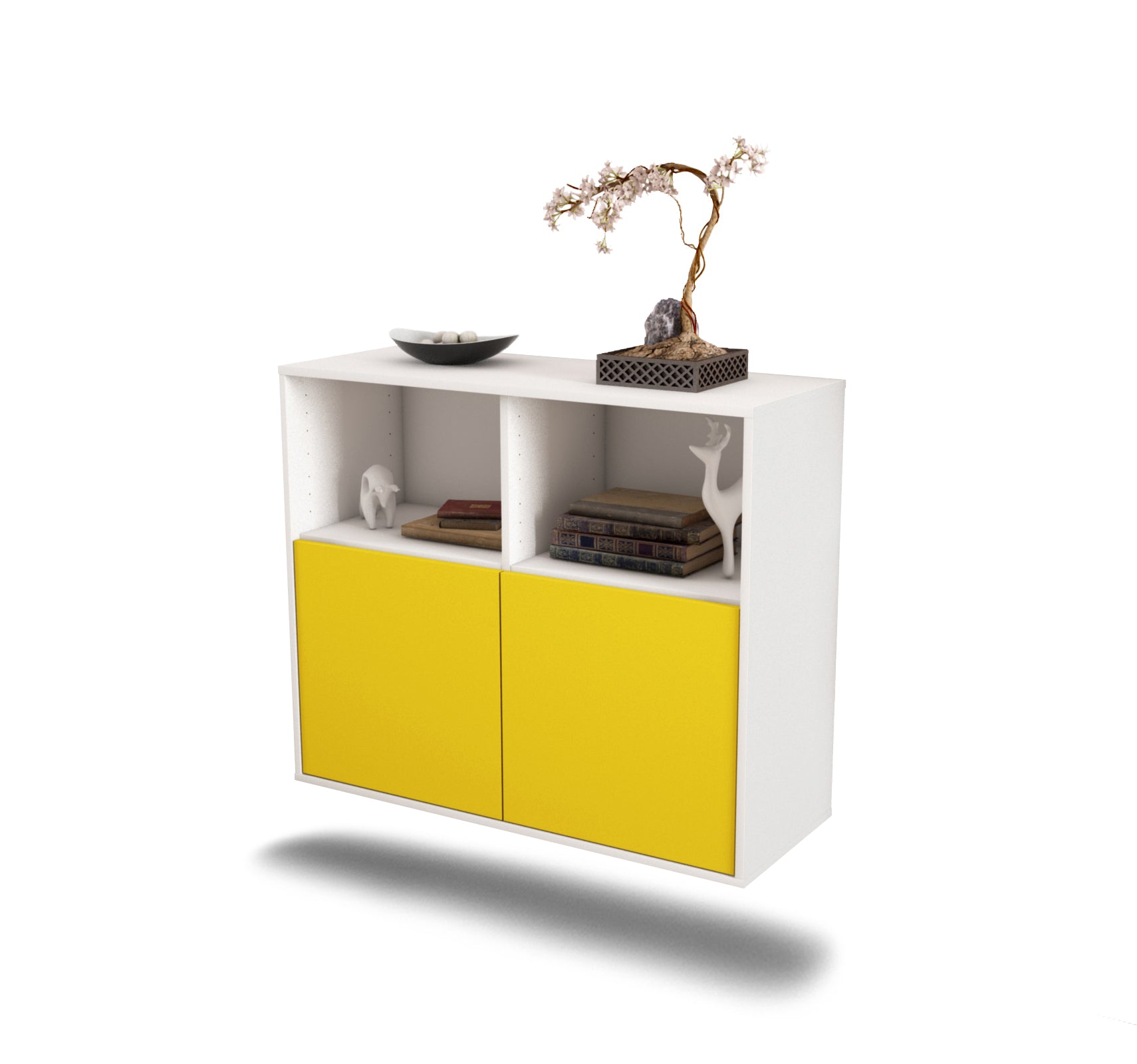 Sideboard - Camilla - Design Farbakzent - Wandmontiert mit Push to open  92 cm Weiss