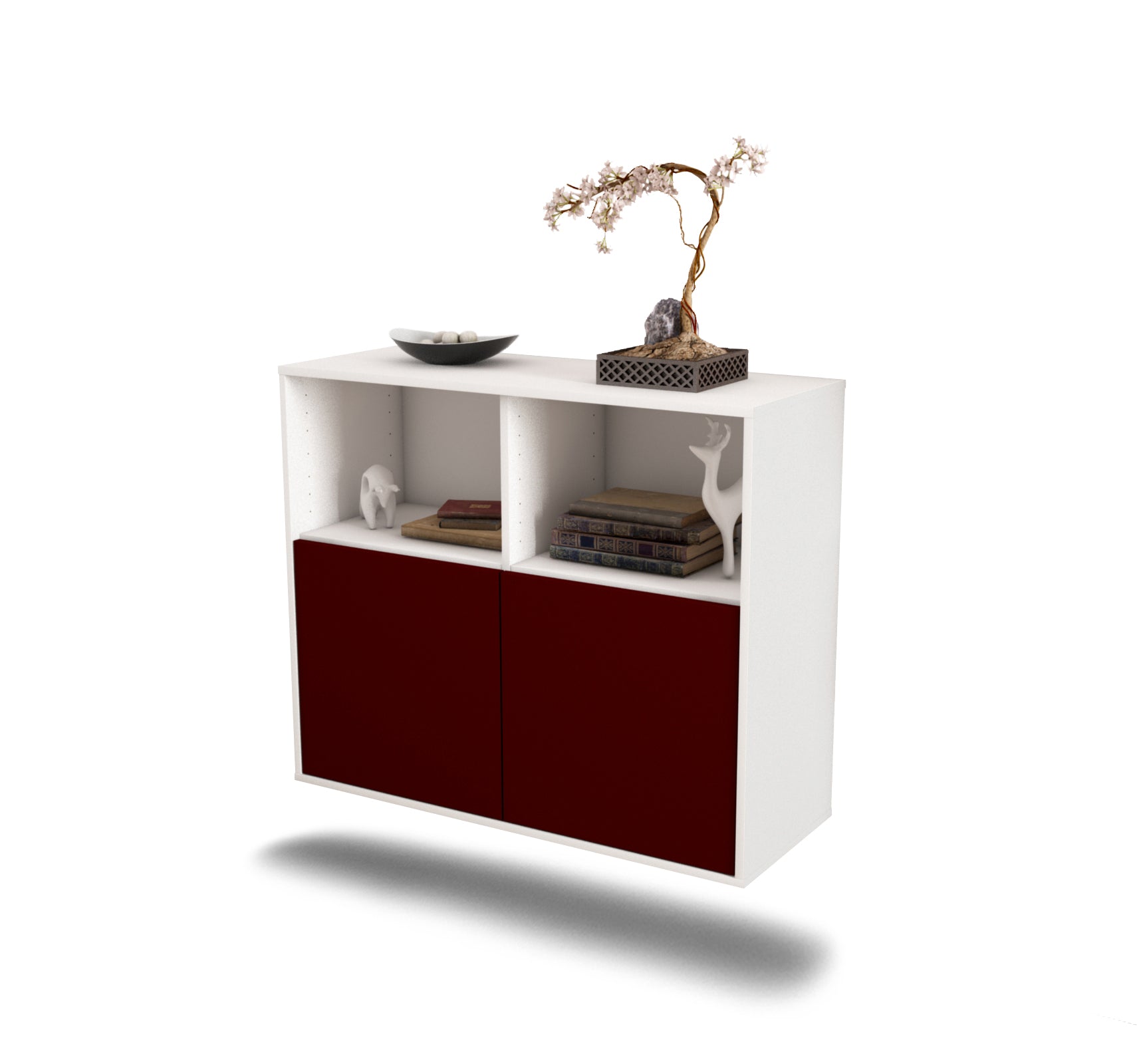 Sideboard - Camilla - Design Farbakzent - Wandmontiert mit Push to open  92 cm Weiss