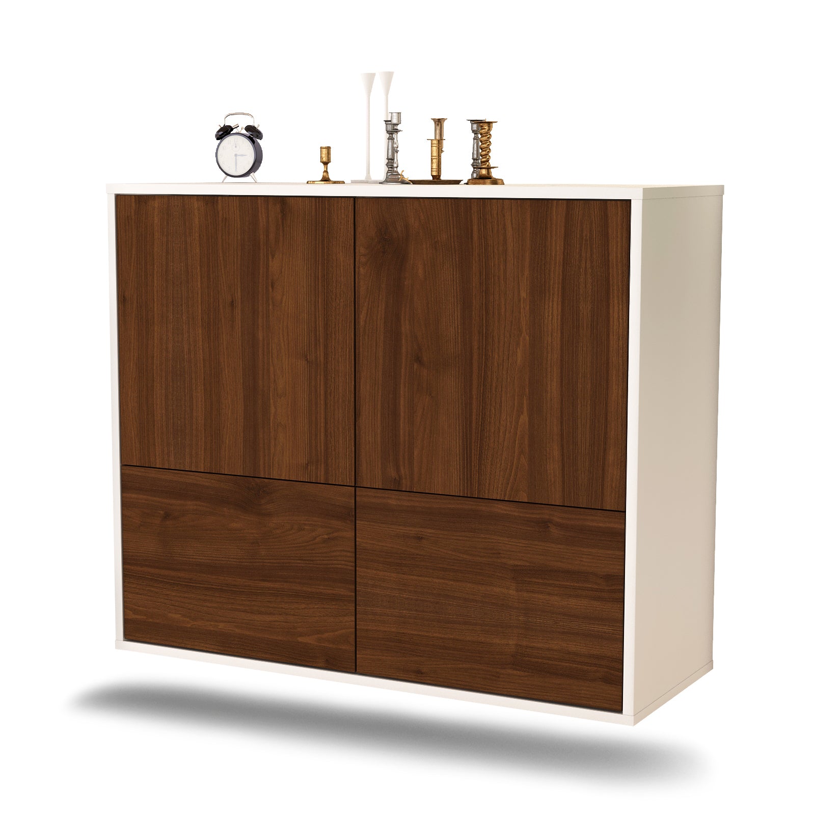 Sideboard - Cara - Design Holzdekor - Wandmontiert mit Push to open  92 cm Weiss