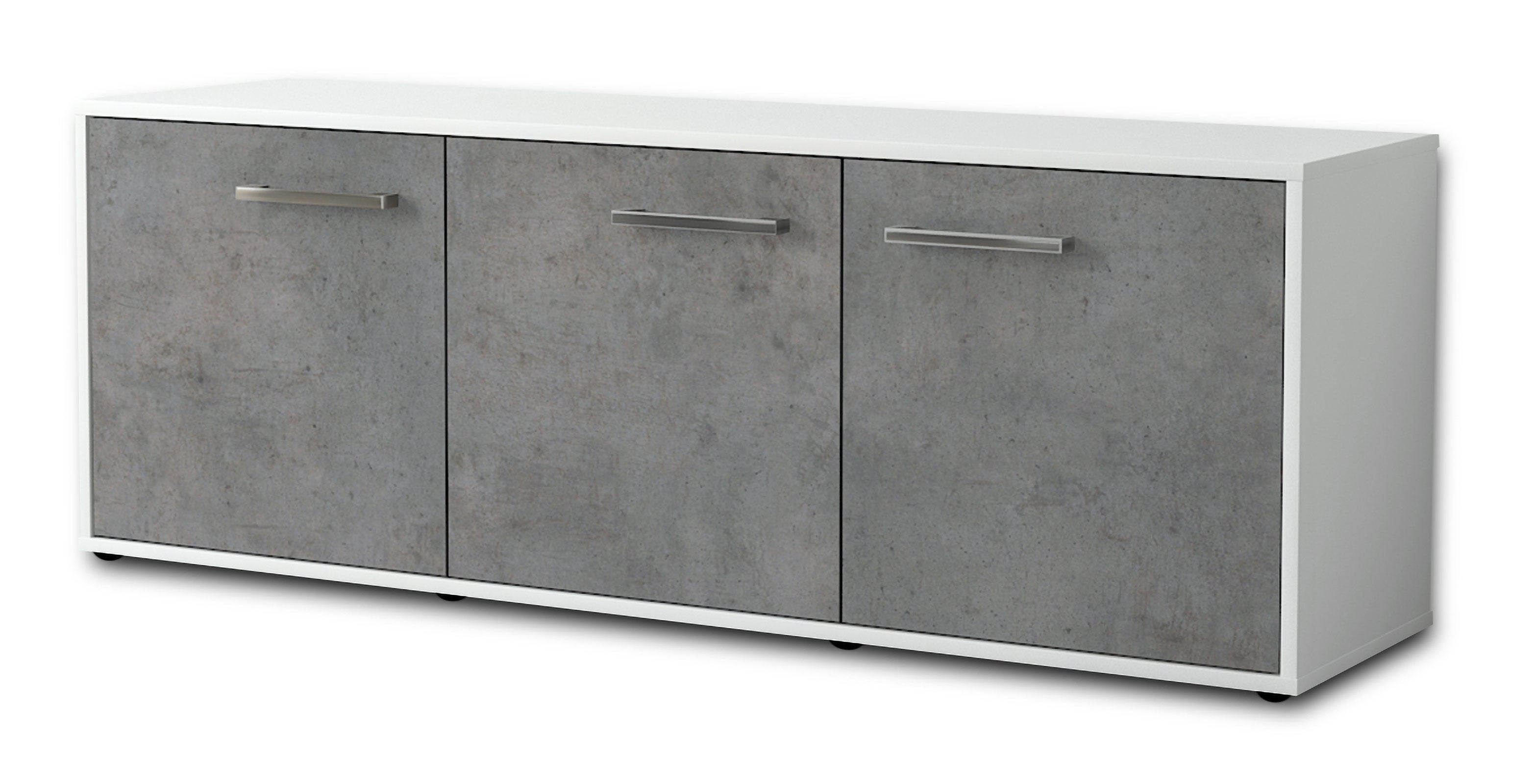 Lowboard - Allegra - Design Industrie Stil - Freistehend mit Griffe 136 cm Weiss