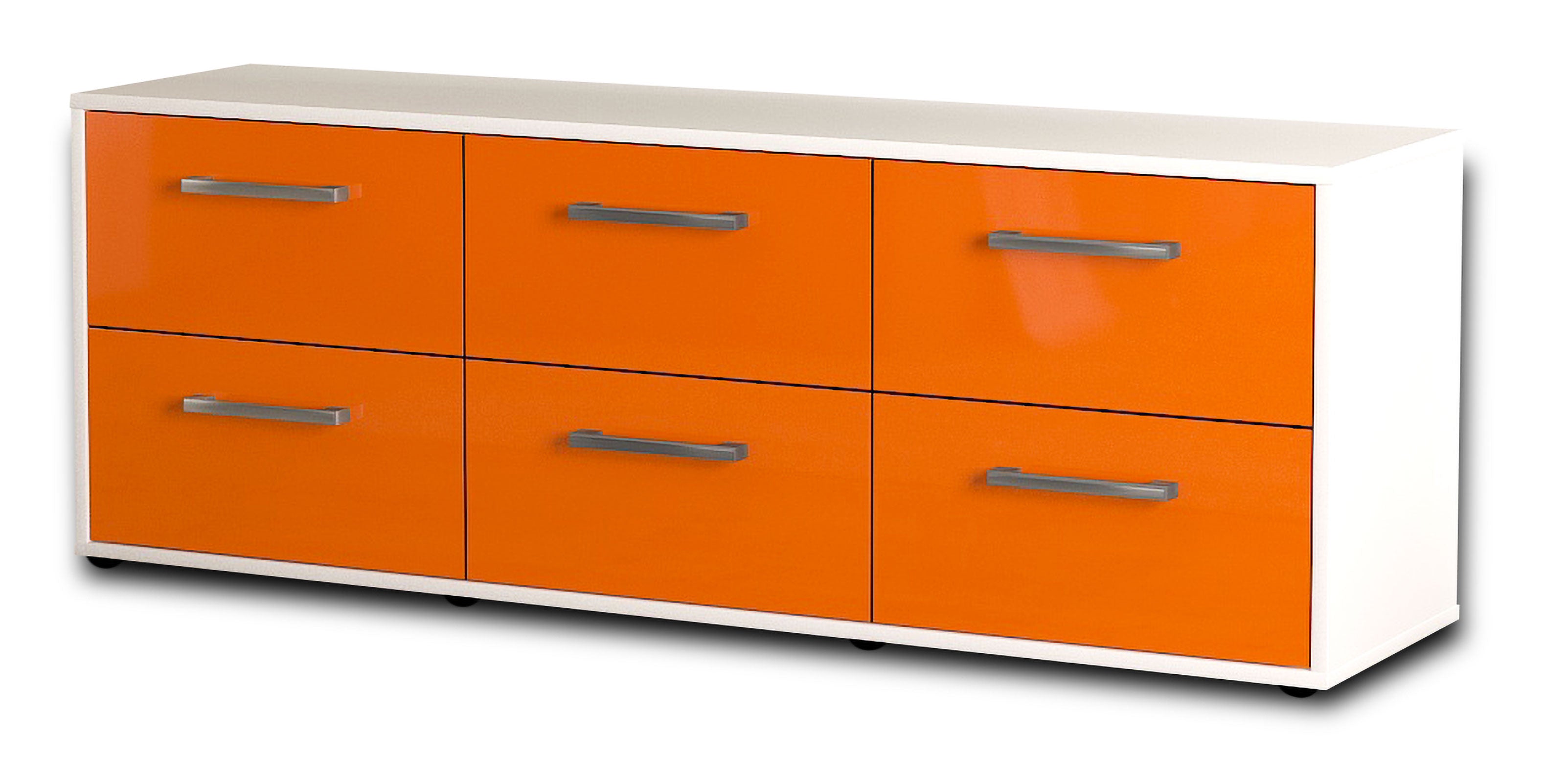 Lowboard - Alva - Design Hochglanz - Freistehend mit Griffe 136 cm Weiss